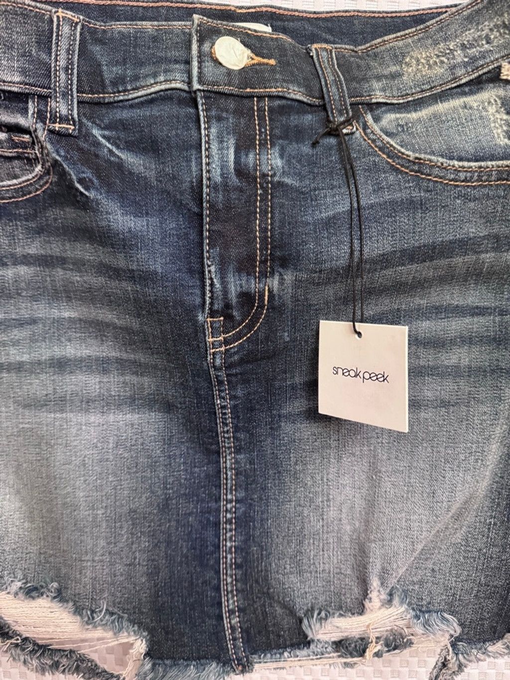 Sneaky Steve Sneak Peek Distressed Denim Mini Skirt Small Size 28" / US 6 / IT 42 - 7 Thumbnail