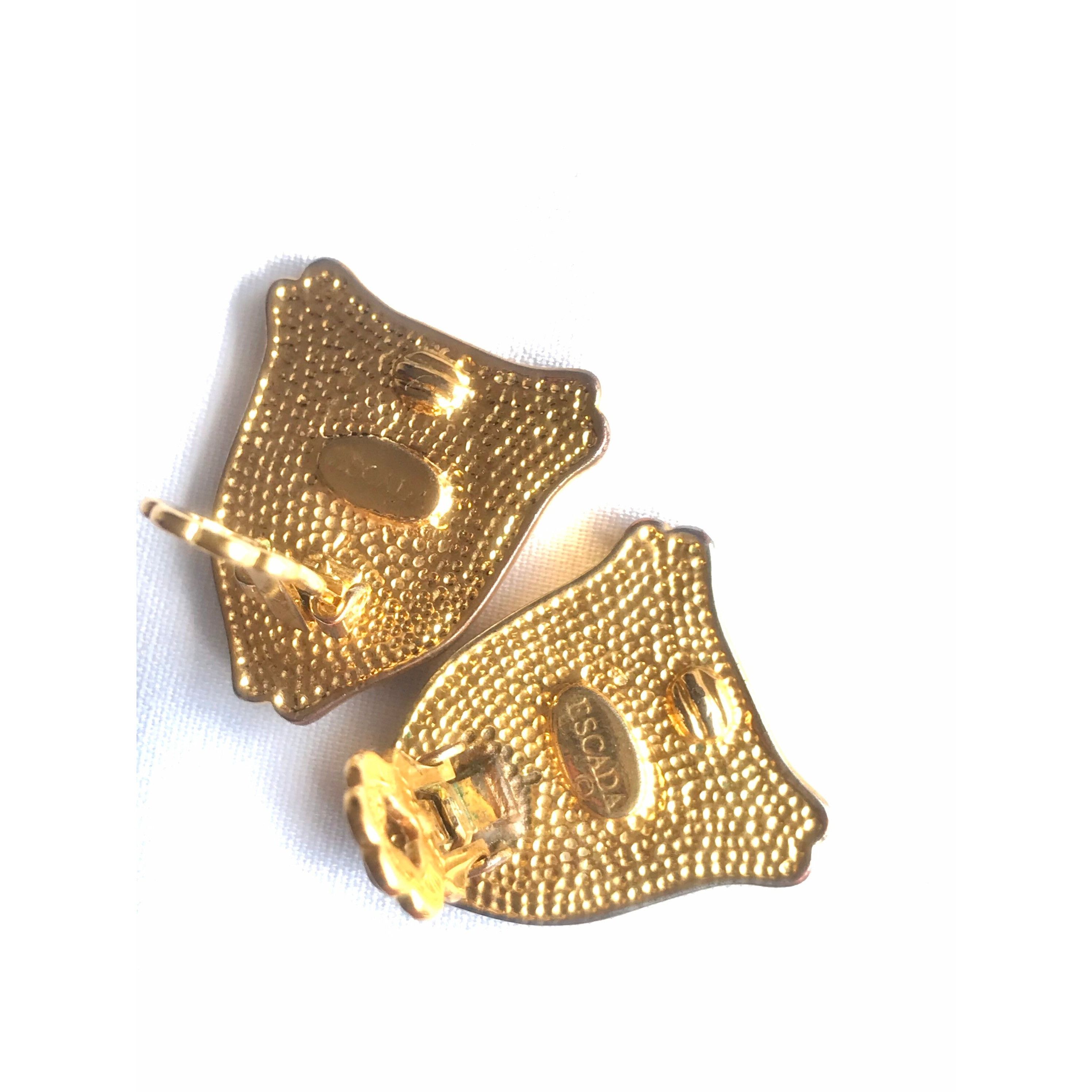 Escada Vintage ESCADA navy and golden flag design earrings. Size ONE SIZE - 7 Thumbnail