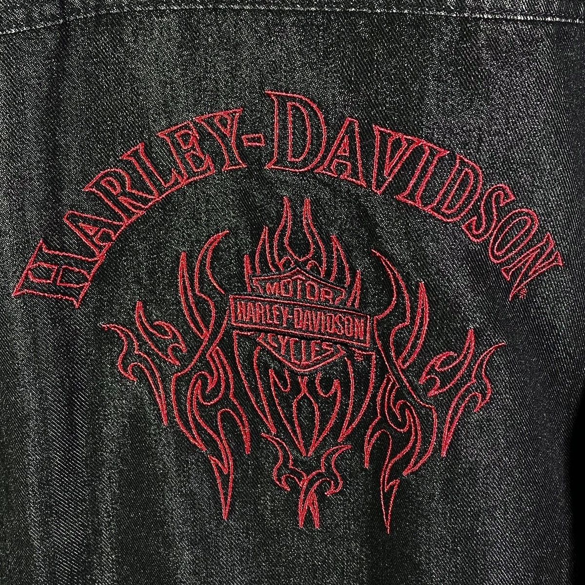 Harley Davidson Veste En Jean Biker Broderies Tribal Vintage Harley Davidson Size L / US 10 / IT 46 - 4 Thumbnail