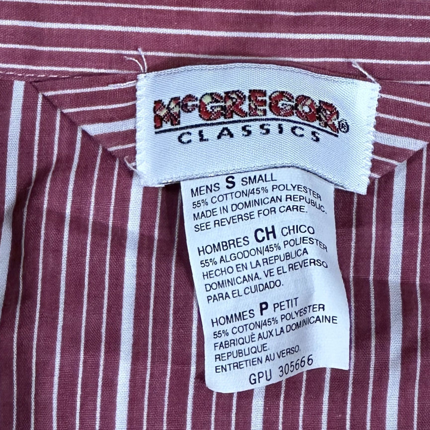 McGregor McGregor Pajama Top Striped Red Long Sleeve Shirt Mens S Night Wear Button Closure 1 Piece Cotton Polyester Classic All Season Size US S / EU 44-46 / 1 - 4 Thumbnail