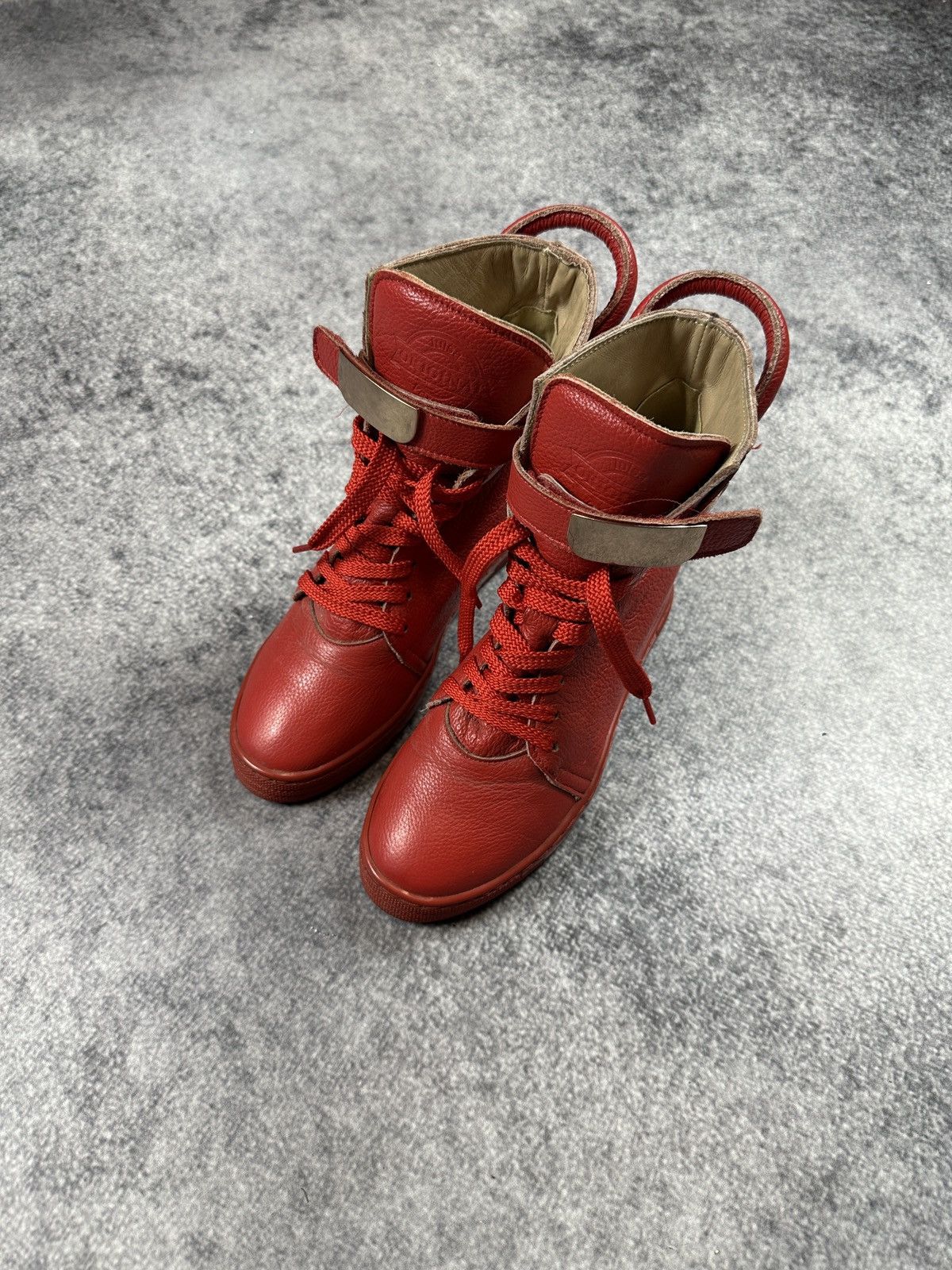 Vintage Y2K Vintage Leather Red High Sneakers Streetwear Opium Vamp Size US 6 / IT 36 - 1 Thumbnail