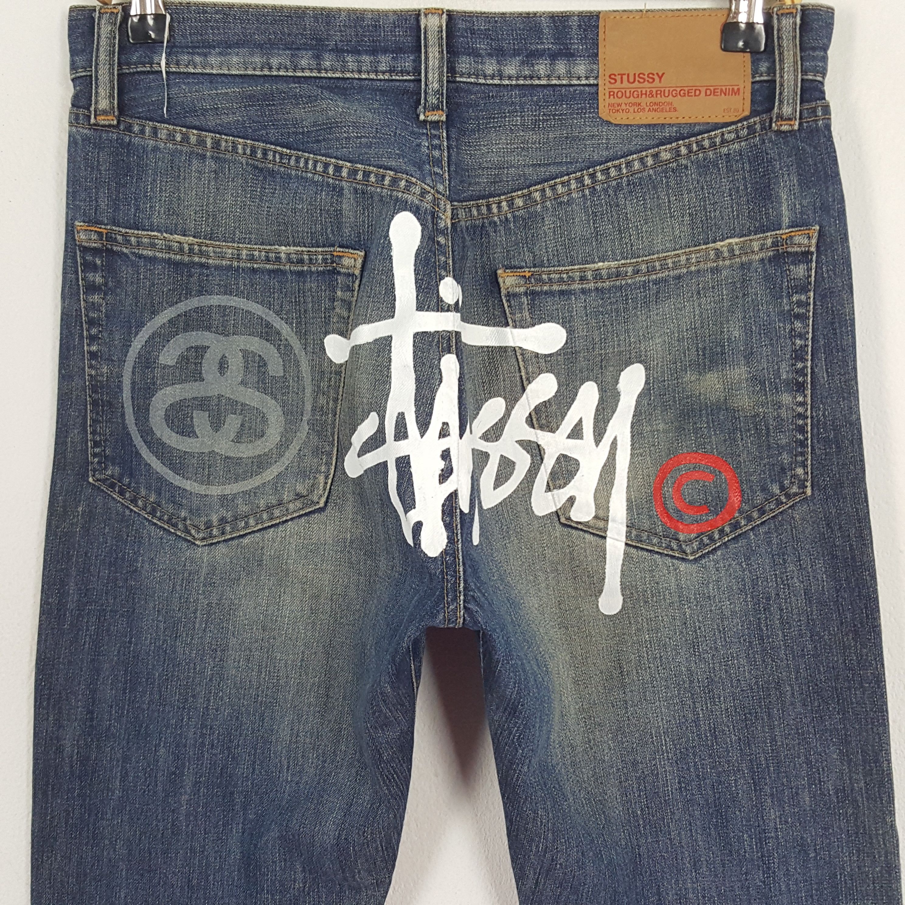 Stussy × Vintage Vintage Stussy Workwear Custom Art Denim Jeans Size US 30 / EU 46 - 2 Thumbnail