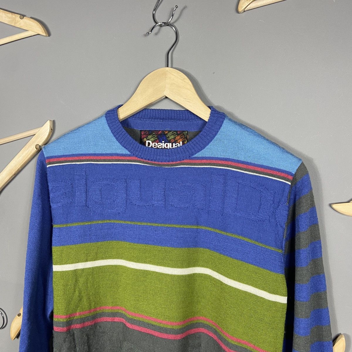Desigual Desigual Abstract Overprint Art Knit Wool Sweater Size US L / EU 52-54 / 3 - 6 Thumbnail