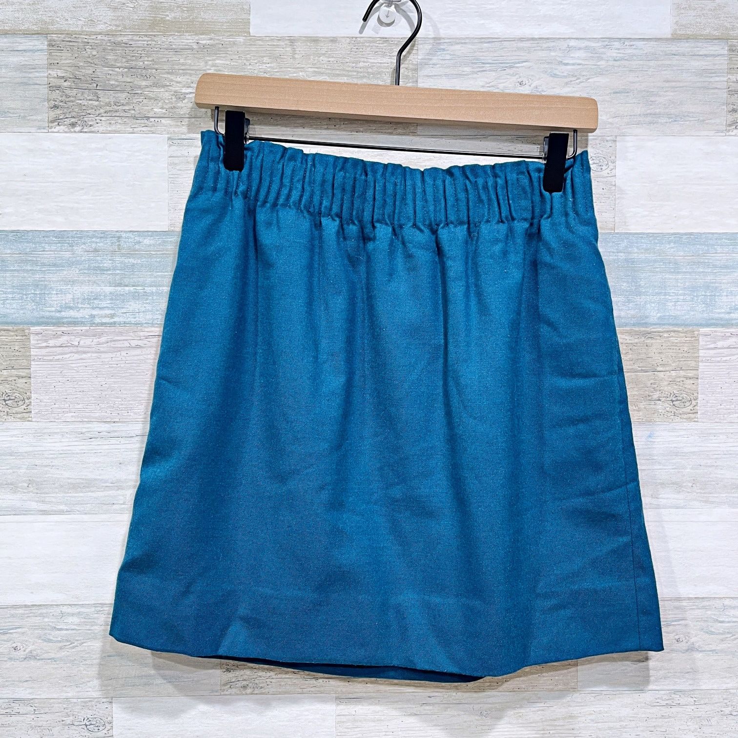 J.Crew J Crew Wool Blend Sidewalk Mini Skirt Blue Pull On Elastic 4 Size 28" / US 6 / IT 42 - 1 Thumbnail