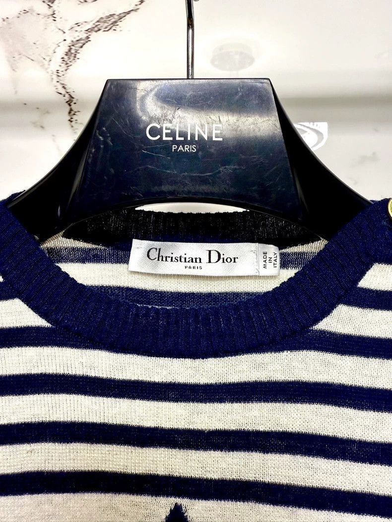 Dior Dior 24ss white and blue navy knit striped star sweater 250 Size XS / US 0-2 / IT 36-38 - 3 Thumbnail