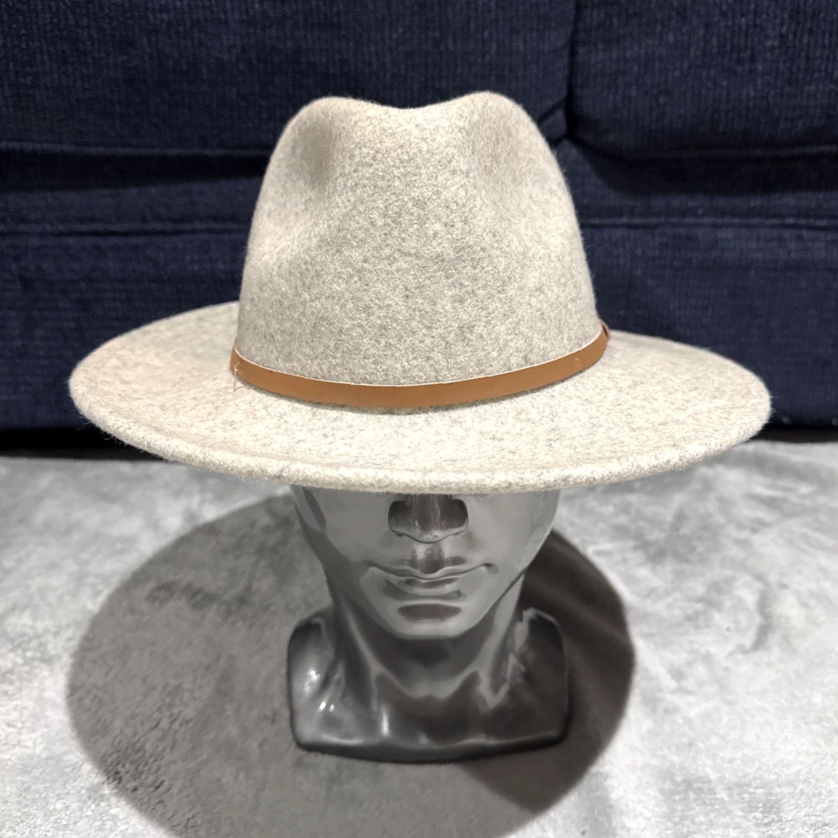 Vintage Will + Bear Hat Mens Fedora Wool Brim Wide Brim Gray Outdoor Travel Hike Western Medium M Felt Wool Fedora Mens Size ONE SIZE - 2 Thumbnail