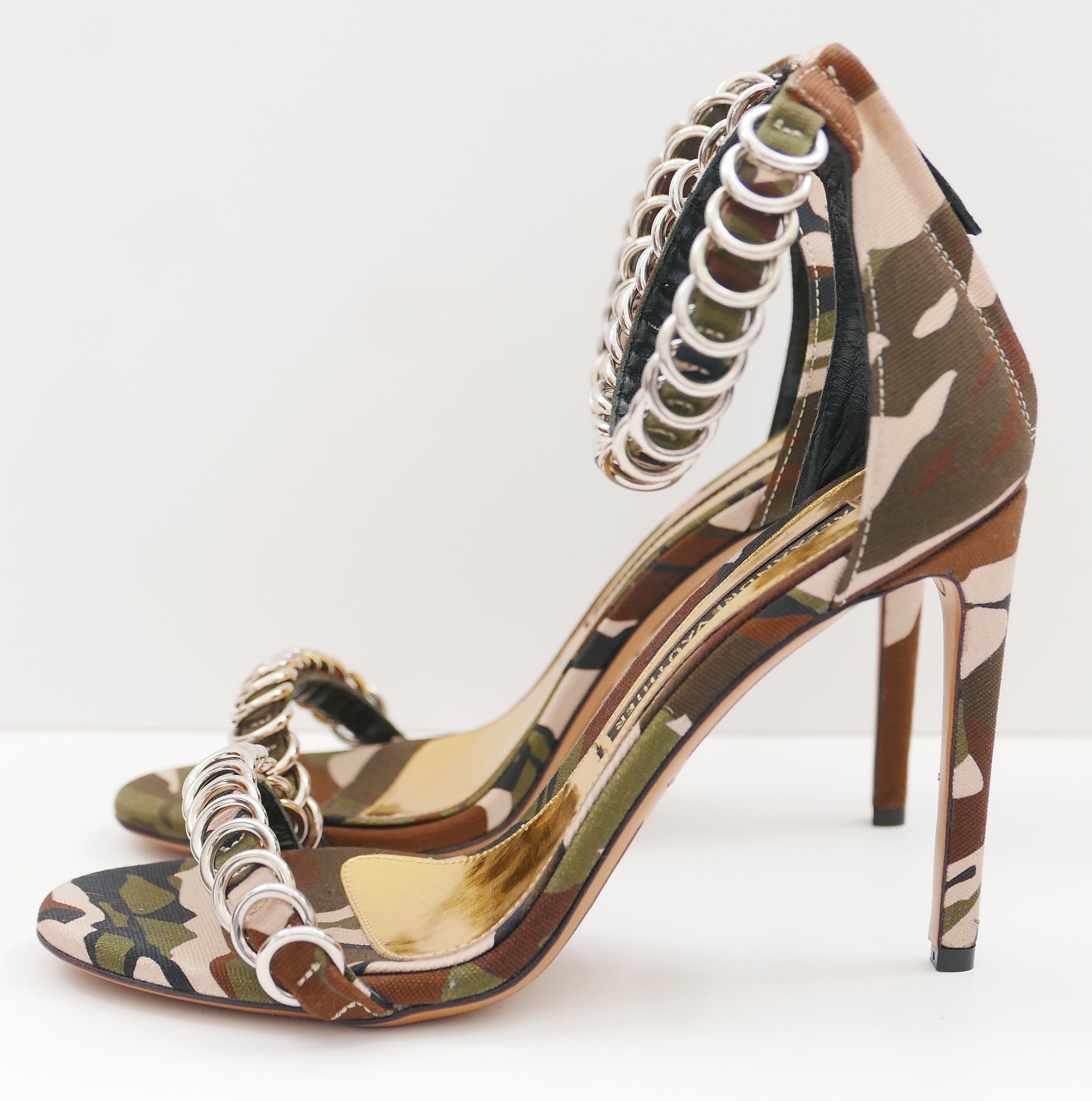 Alexandre Vauthier Alexandre Vauthier Camo Printed Chain Trim Sandals Size US 6.5 / IT 36.5 - 2 Thumbnail