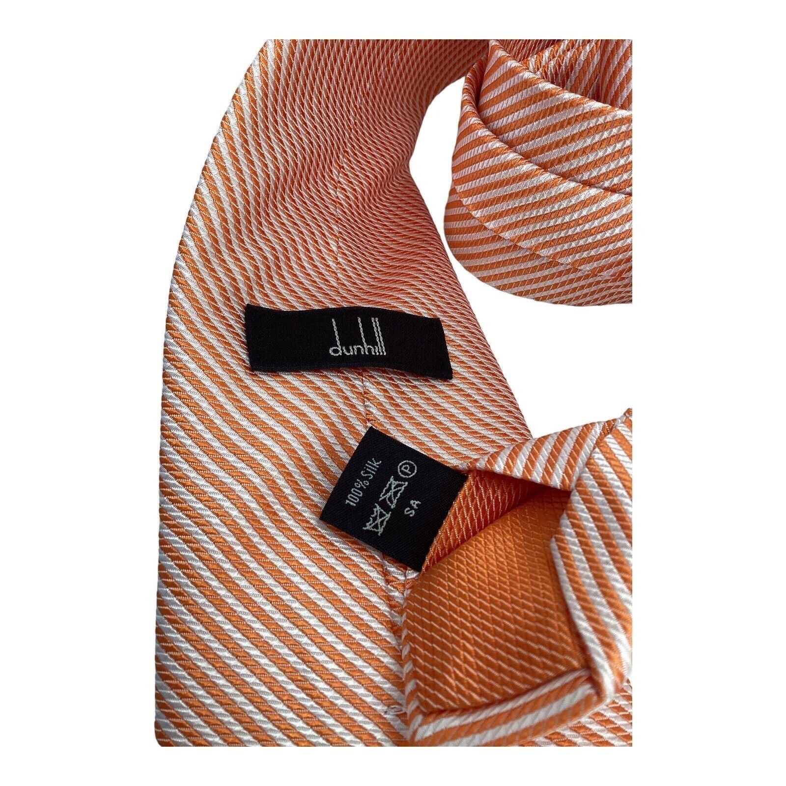 Alfred Dunhill DUNHILL Orange Striped Luxury Designer Silk Tie Made In Engl Size ONE SIZE - 6 Thumbnail
