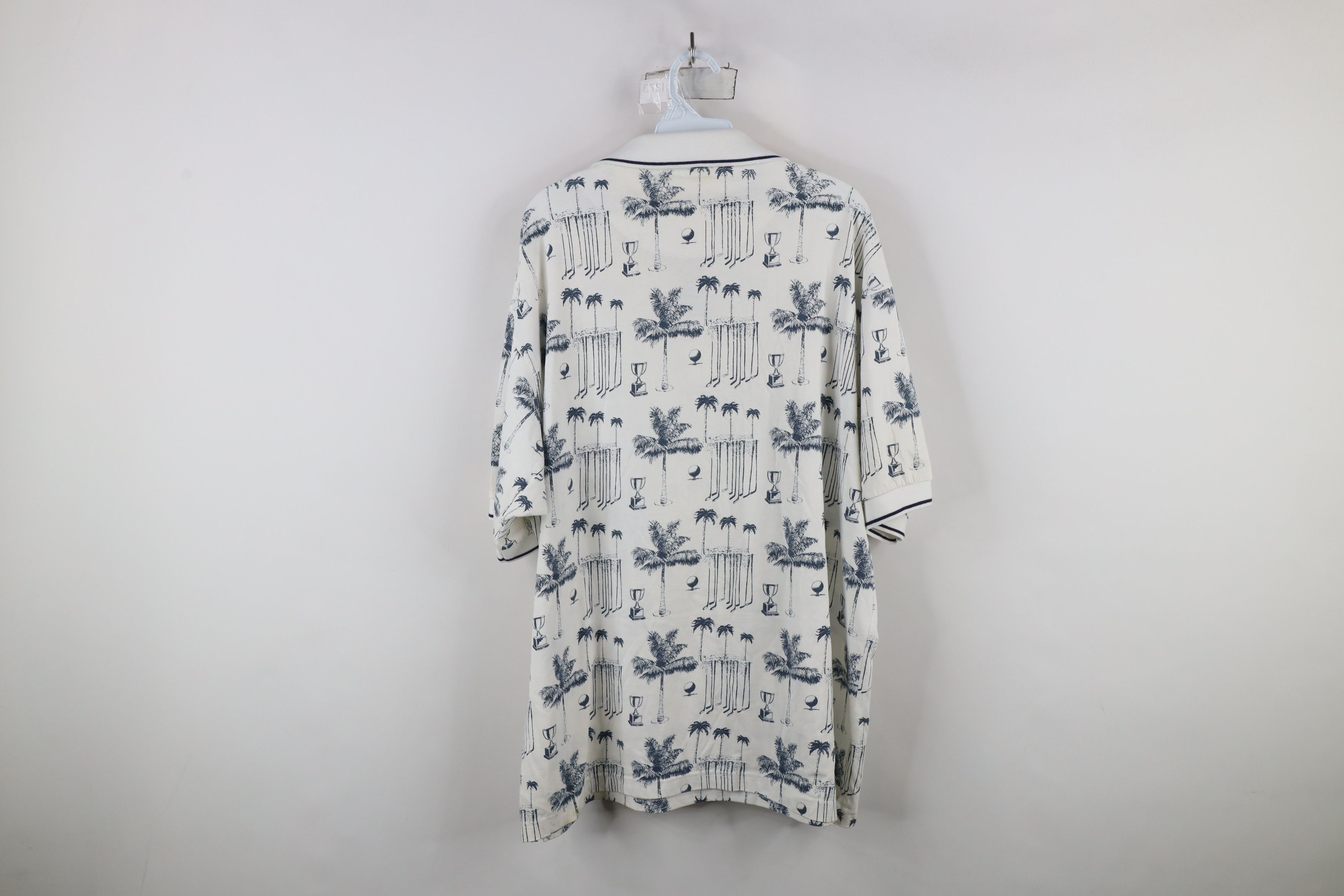 Vintage Vintage 90s All Over Print Golf Palm Tree Polo Shirt White Size US XXL / EU 58 / 5 - 12 Thumbnail