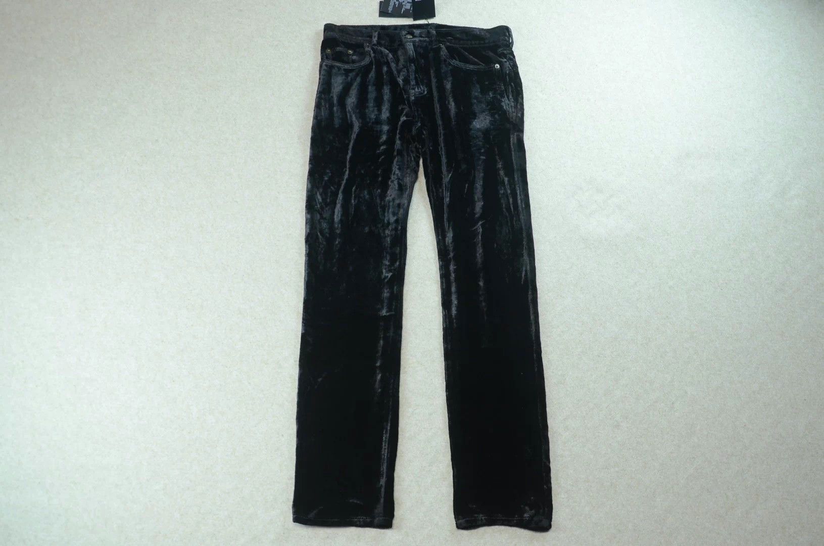 SLP Saint Laurent Black Runway Velvet Casual Pants