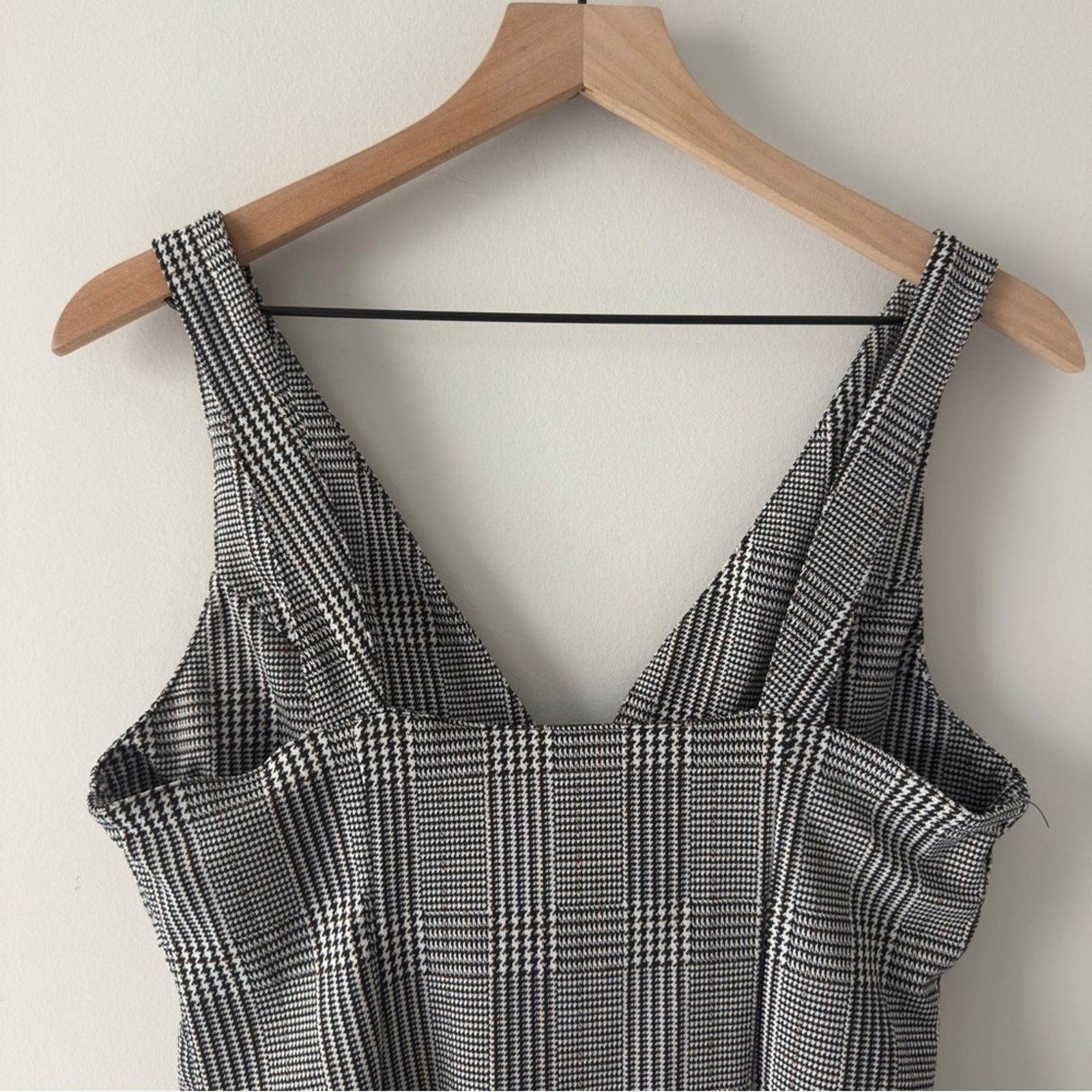 Other Love Tree Pinafore Plaid Black White mini Dress Full Zip EUC Size M / US 6-8 / IT 42-44 - 5 Thumbnail