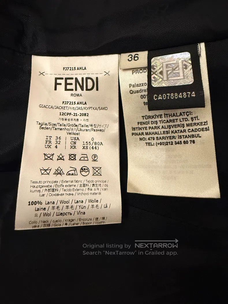 Fendi Fendi Wool Long Collar Silk Blend Suit Jacket Size XS / US 0-2 / IT 36-38 - 4 Thumbnail