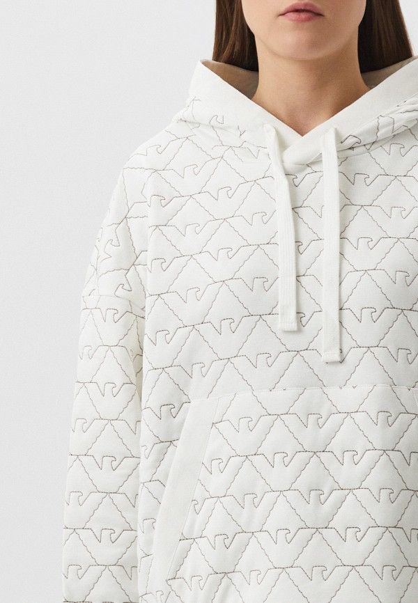 Emporio Armani Emporio Armani Women Quilted Monogram Hoodie White Oversized Size XL / US 12-14 / IT 48-50 - 7 Thumbnail