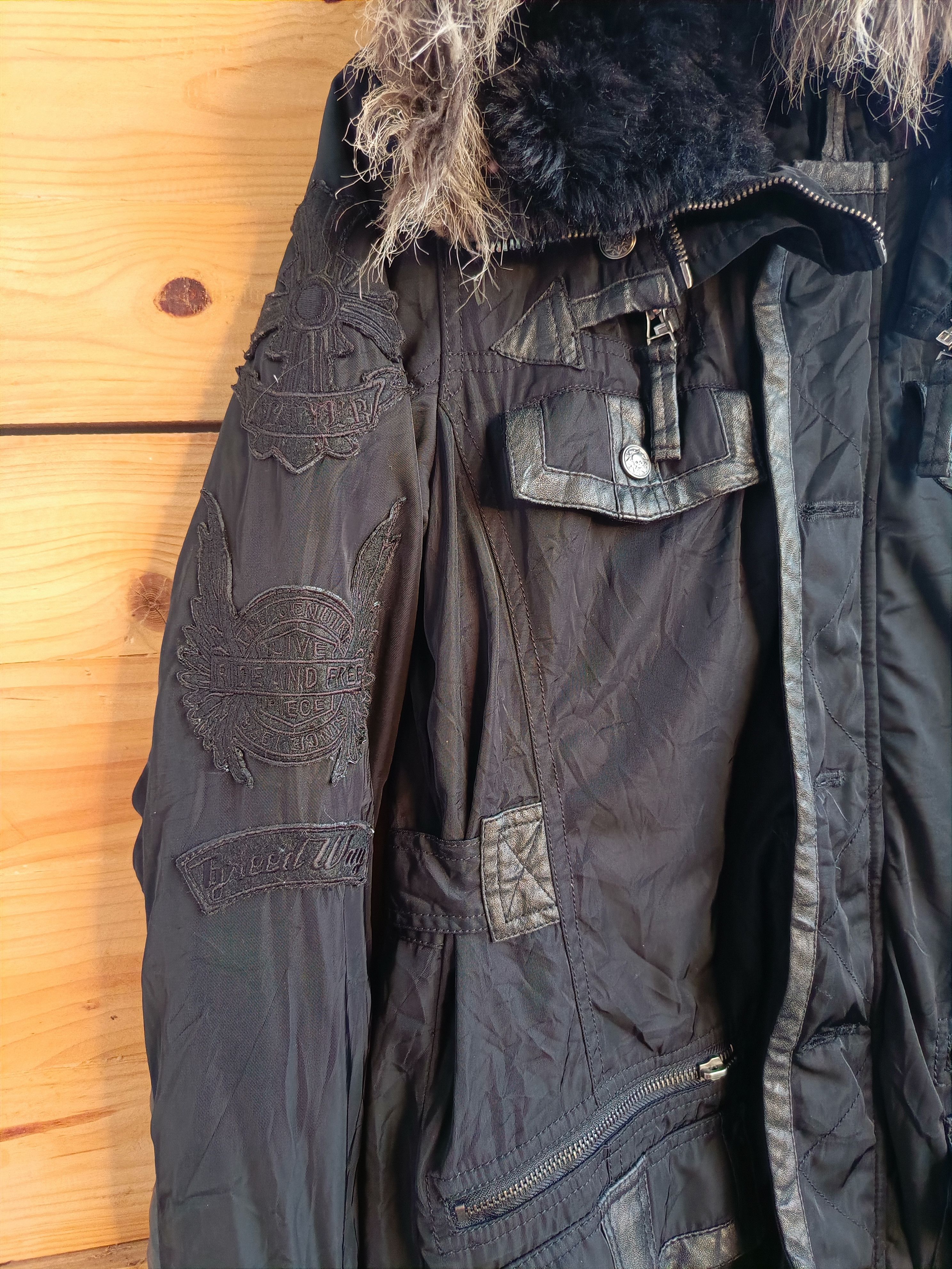 Yasuyuki Ishii Glitz LeatherxParachute BONDAGE FUR HOODED 2 ZIP GOTHIC PUNK Size US M / EU 48-50 / 2 - 11 Thumbnail