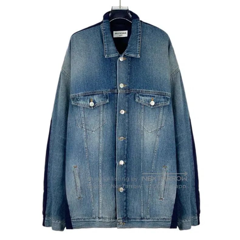 Balenciaga Balenciaga Blue Washed Distressed Cotton Lapel Single-Brea Size US M / EU 48-50 / 2 - 1 Thumbnail
