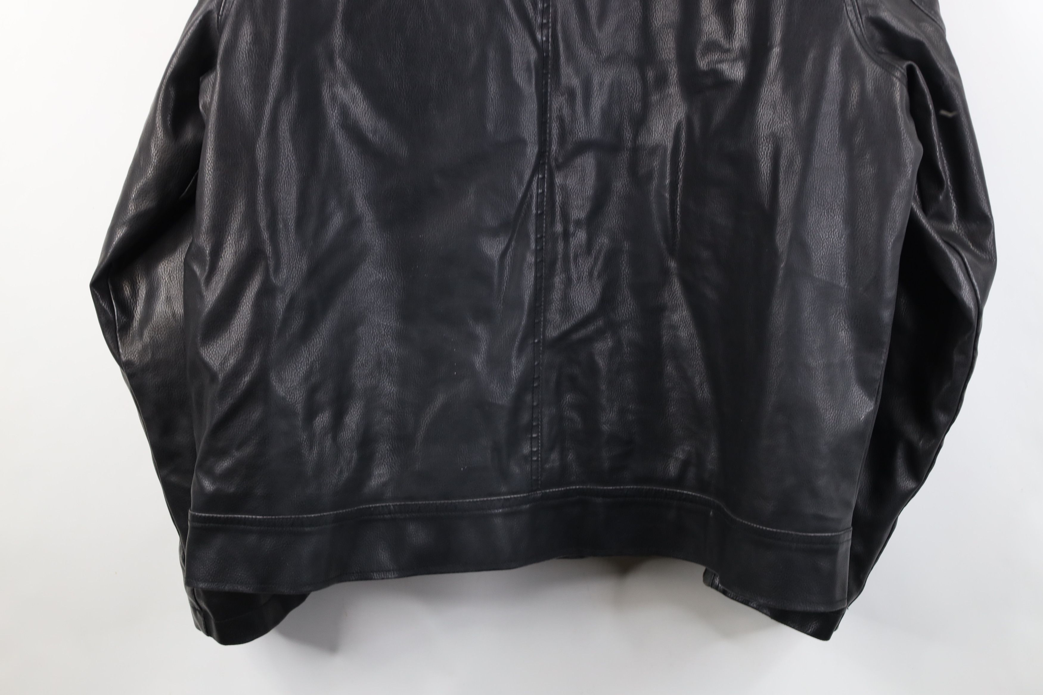 Vintage Vintage 90s Y2K Streetwear Hooded Leather Jacket Black Size US XL / EU 56 / 4 - 14 Thumbnail