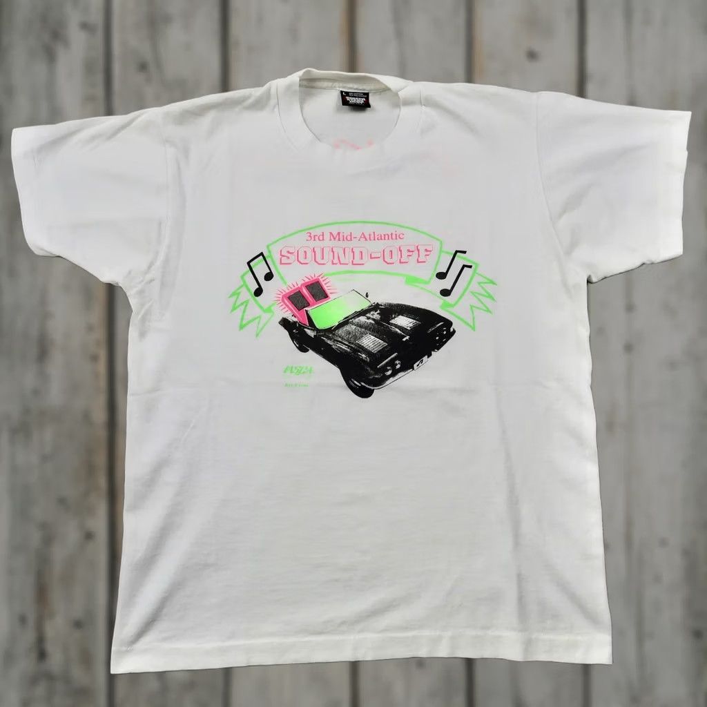 Vintage VINTAGE 1991 Sound-Off Car Audio T-Shirt Mens Large White Screen Stars Best USA Size US L / EU 52-54 / 3 - 1 Thumbnail