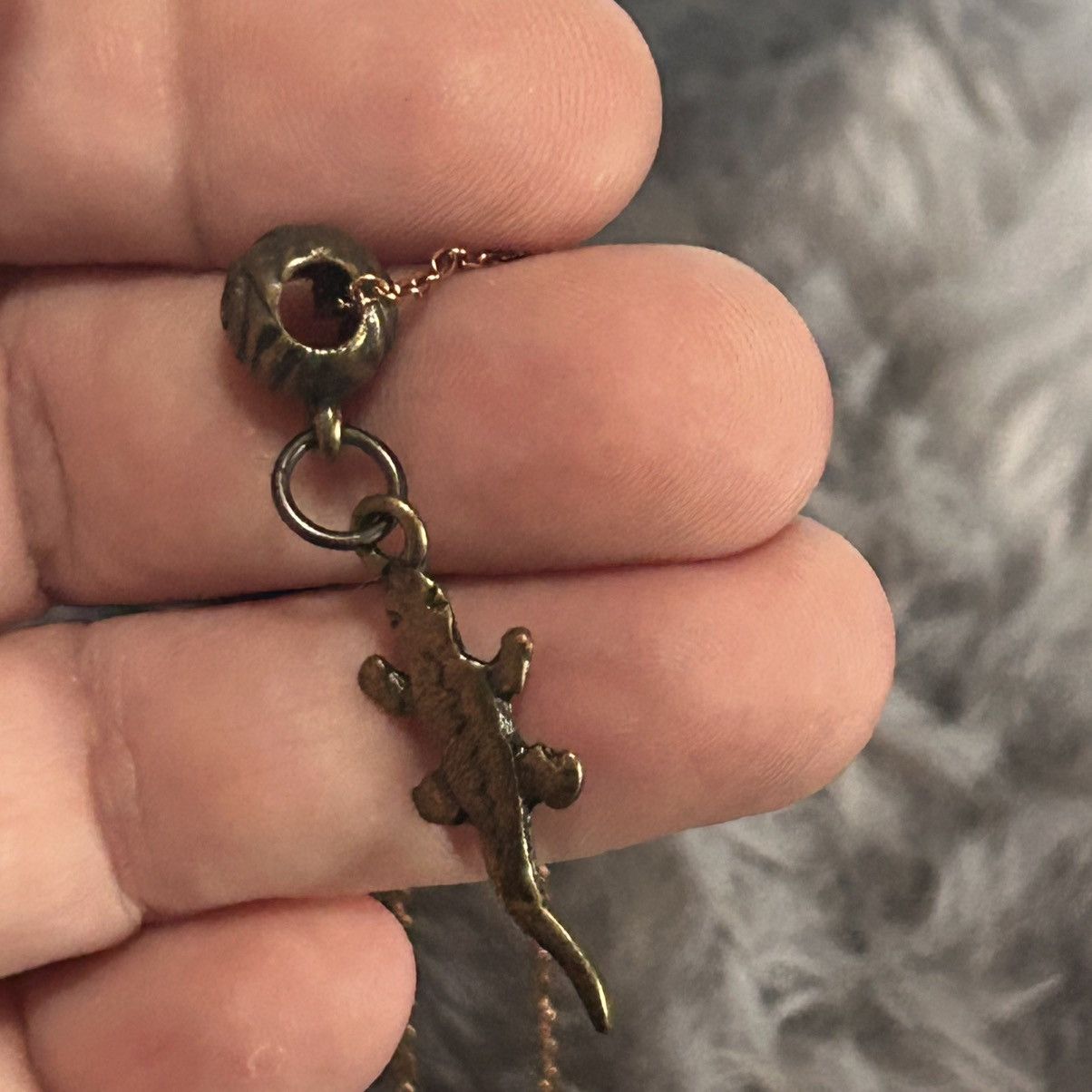 Handmade Handcrafted brass lizard pendant on chain necklace Size ONE SIZE - 6 Thumbnail