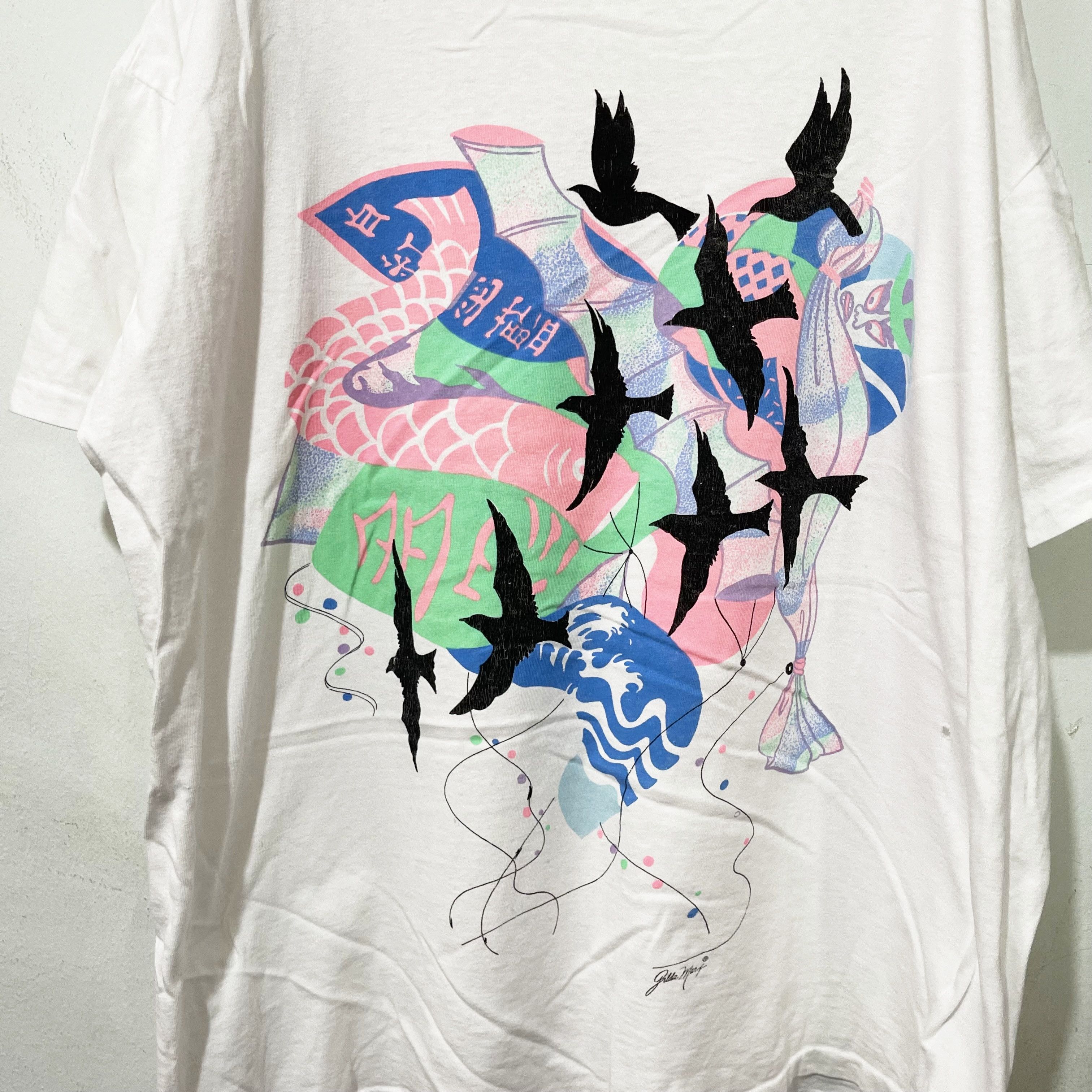 Vintage Vintage 90s Japanese Koi Fish T-Shirt Size US XXL / EU 58 / 5 - 2 Thumbnail