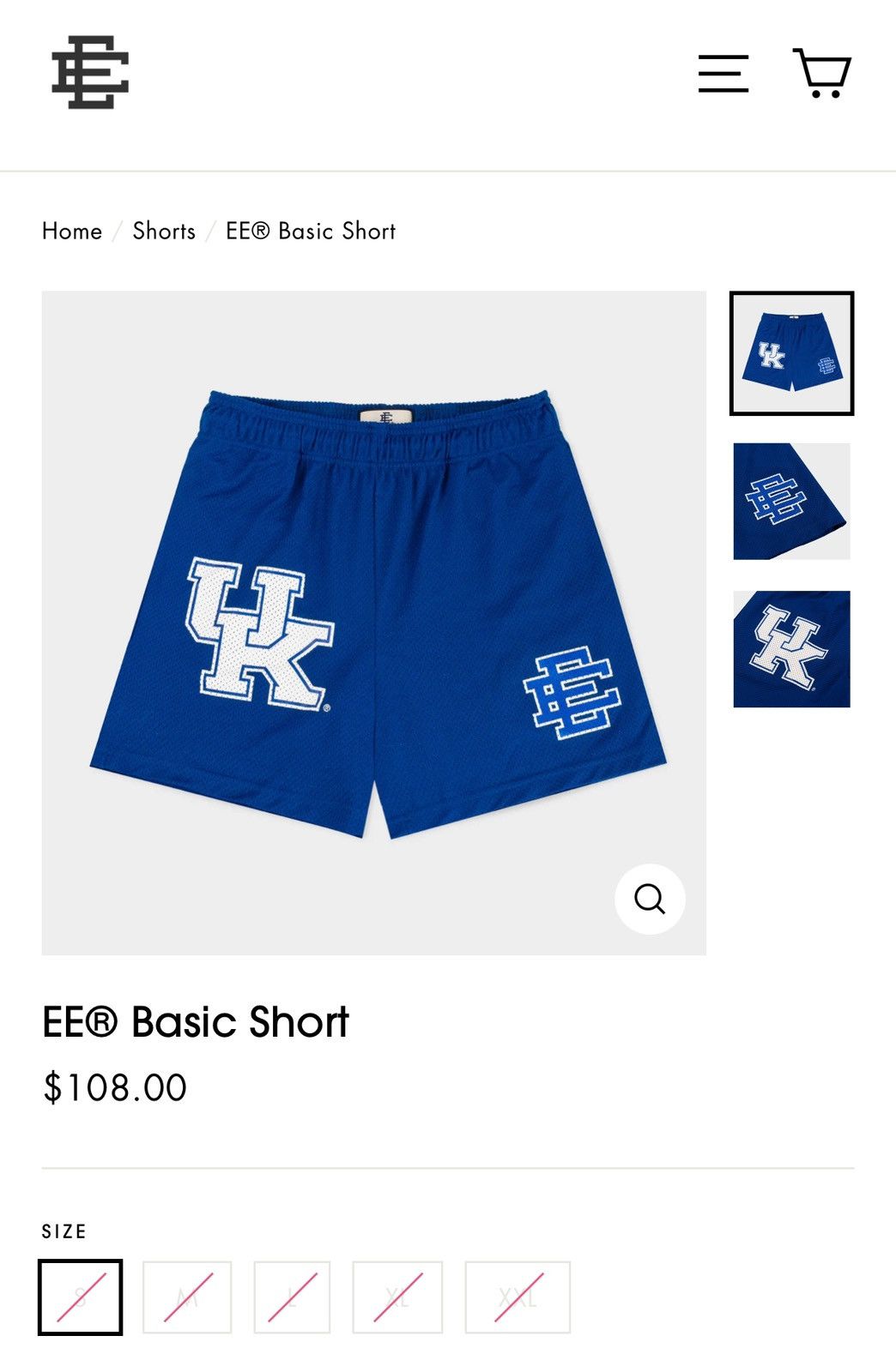 Eric Emanuel × NCAA Eric Emanuel Kentucky Basic Shorts Large Size US 34 / EU 50 - 8 Thumbnail
