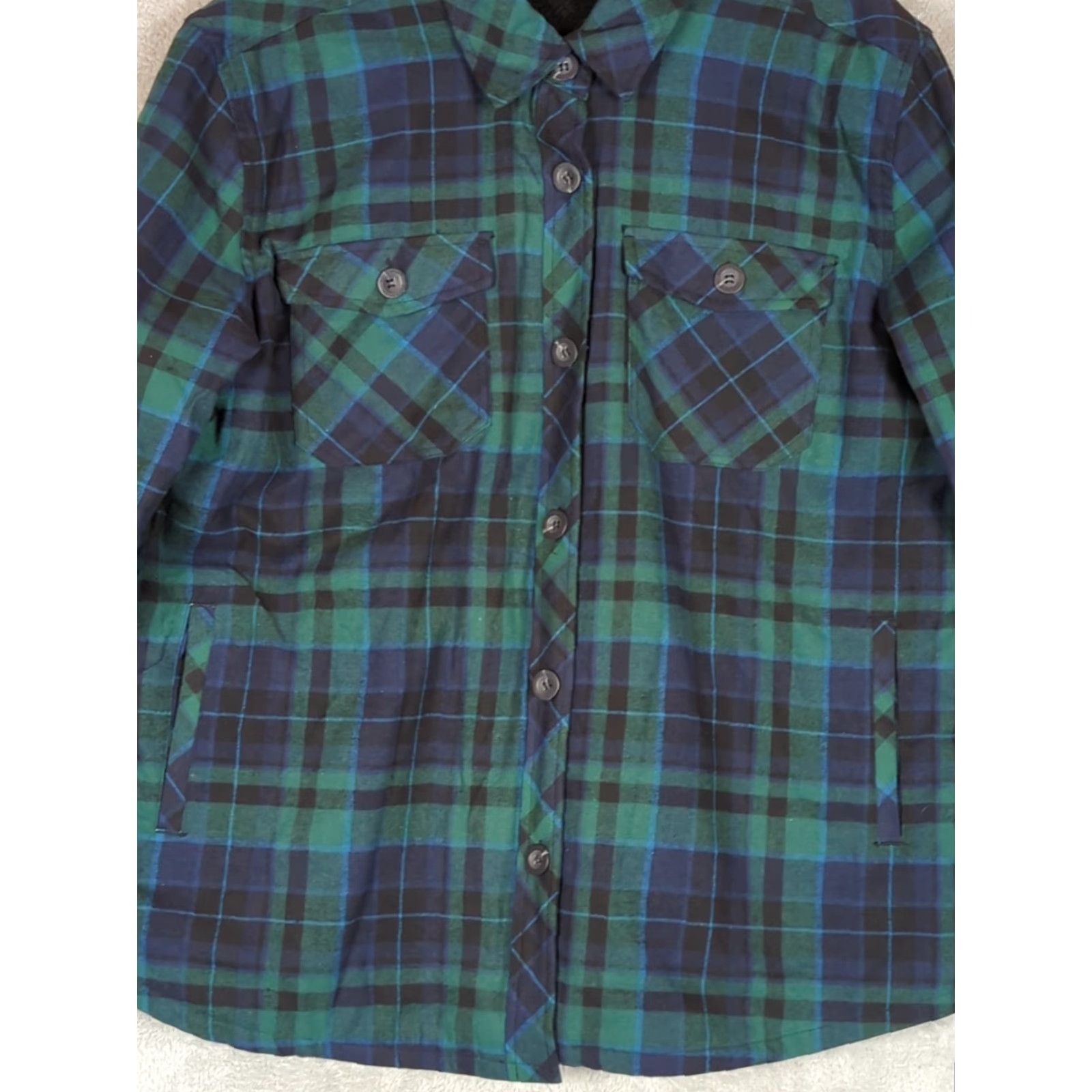 Eddie Bauer Eddie Bauer Flannel Shirt Jacket Womens L Blue Fleece Lined Long Sleeve shacket Size L / US 10 / IT 46 - 6 Thumbnail