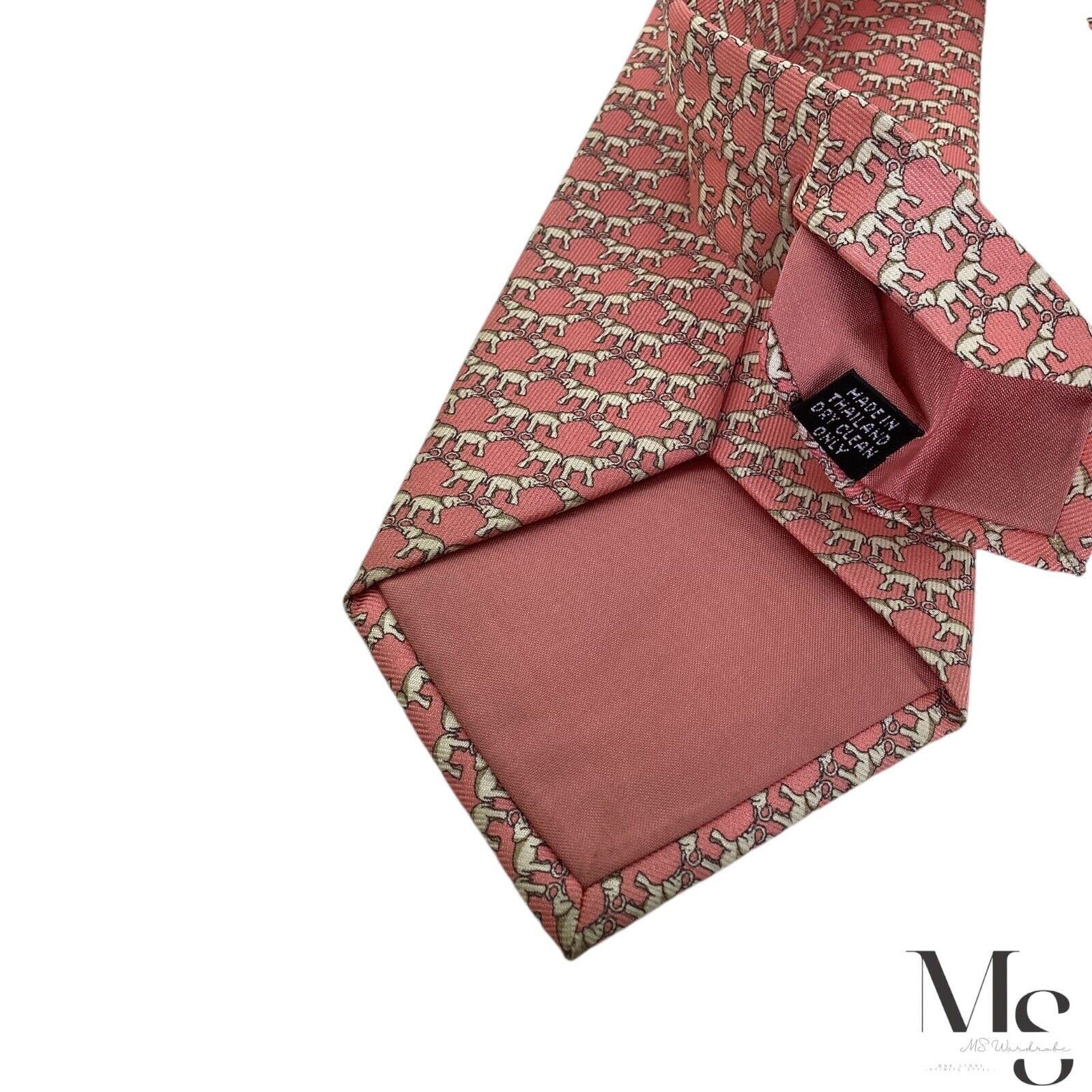 Jim Thompson JIM THOMPSON Pink Elephant Print Silk Tie Made In Thailand W Size ONE SIZE - 5 Thumbnail