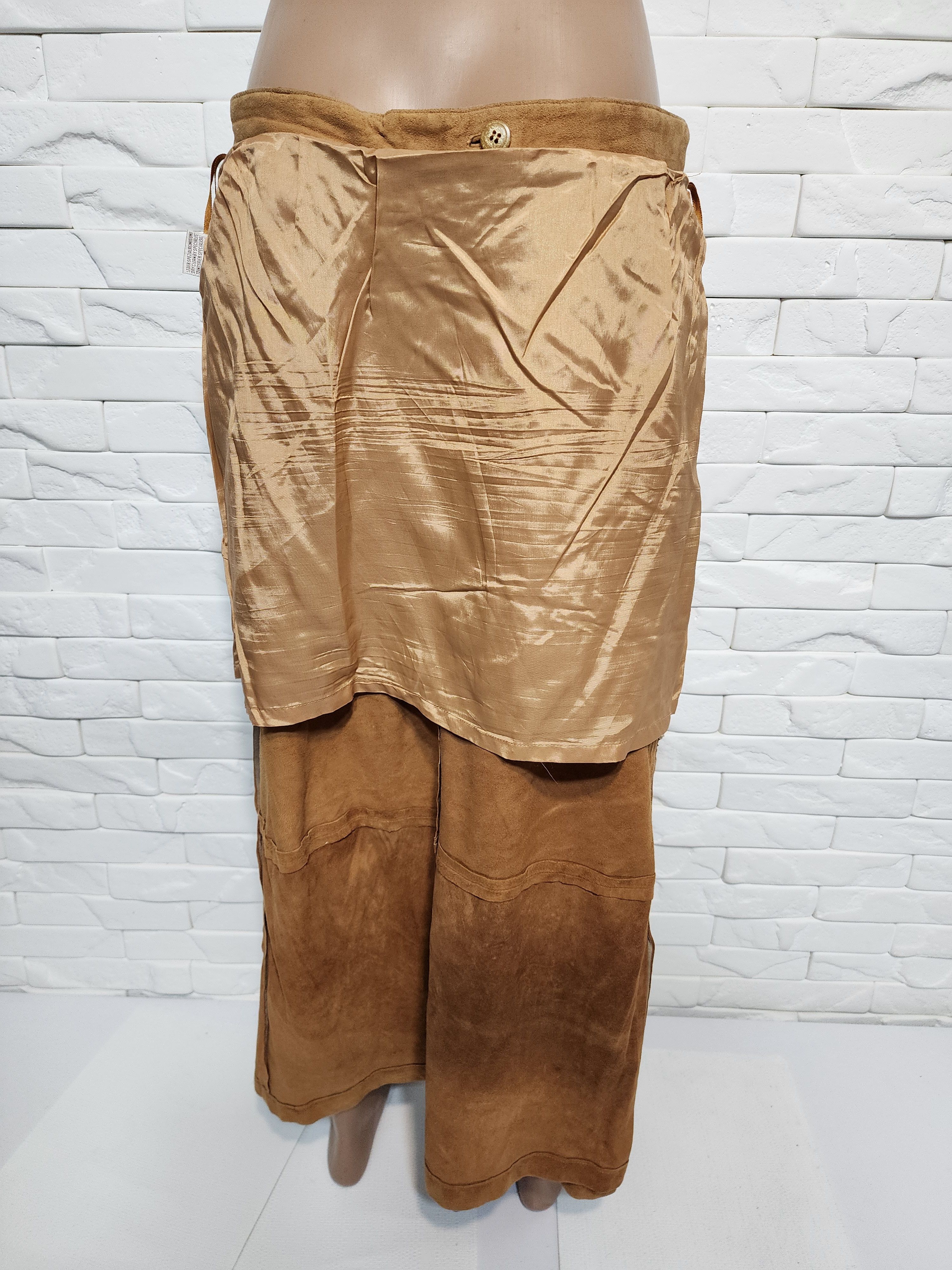 Genuine Leather Brown Suede Leather Skirt Size 33" - 8 Thumbnail