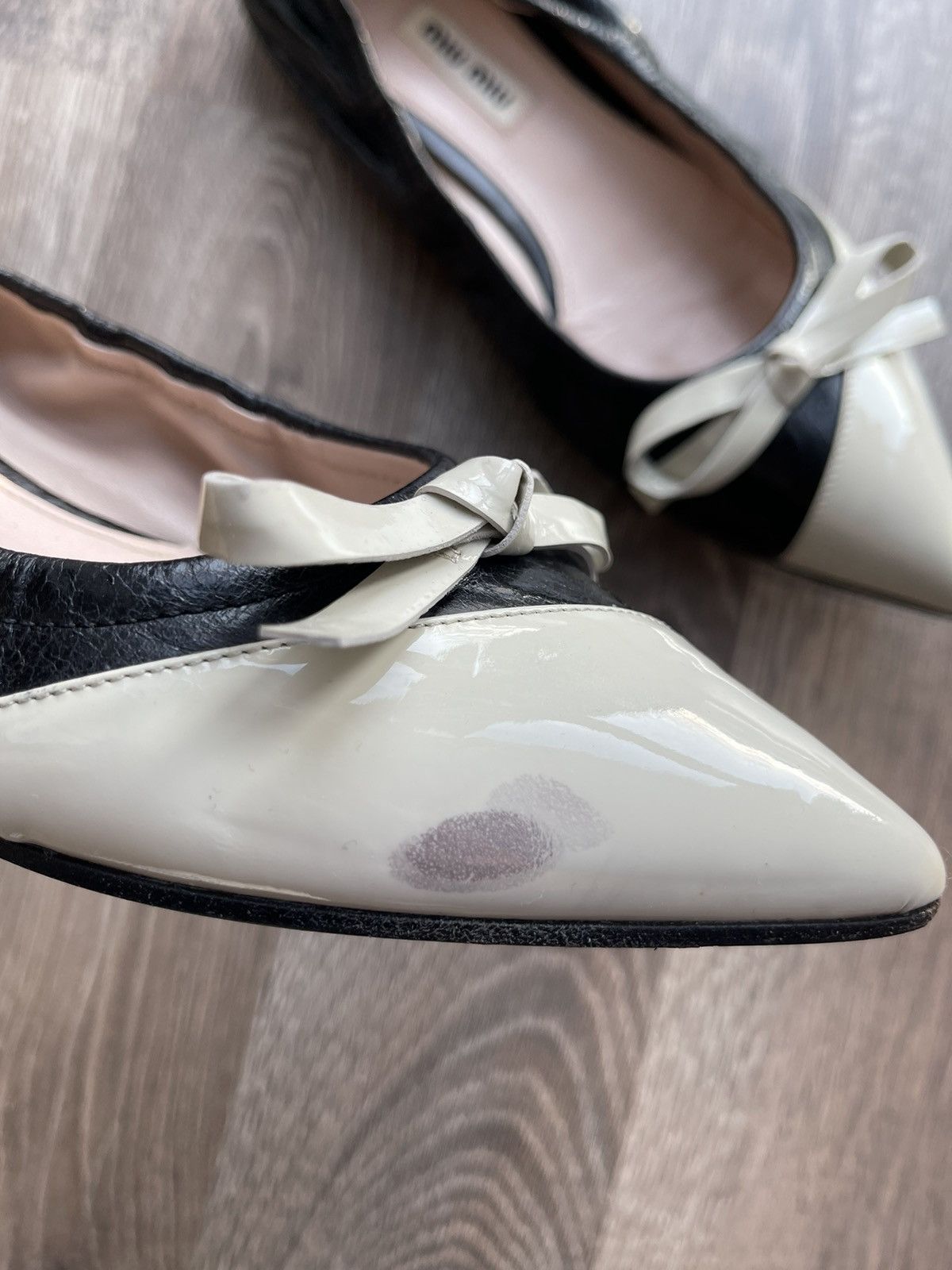 Japanese Brand 🖤Miu miu flats ballet 37 wooman leather shoes vintage Size US 7 / IT 37 - 5 Thumbnail