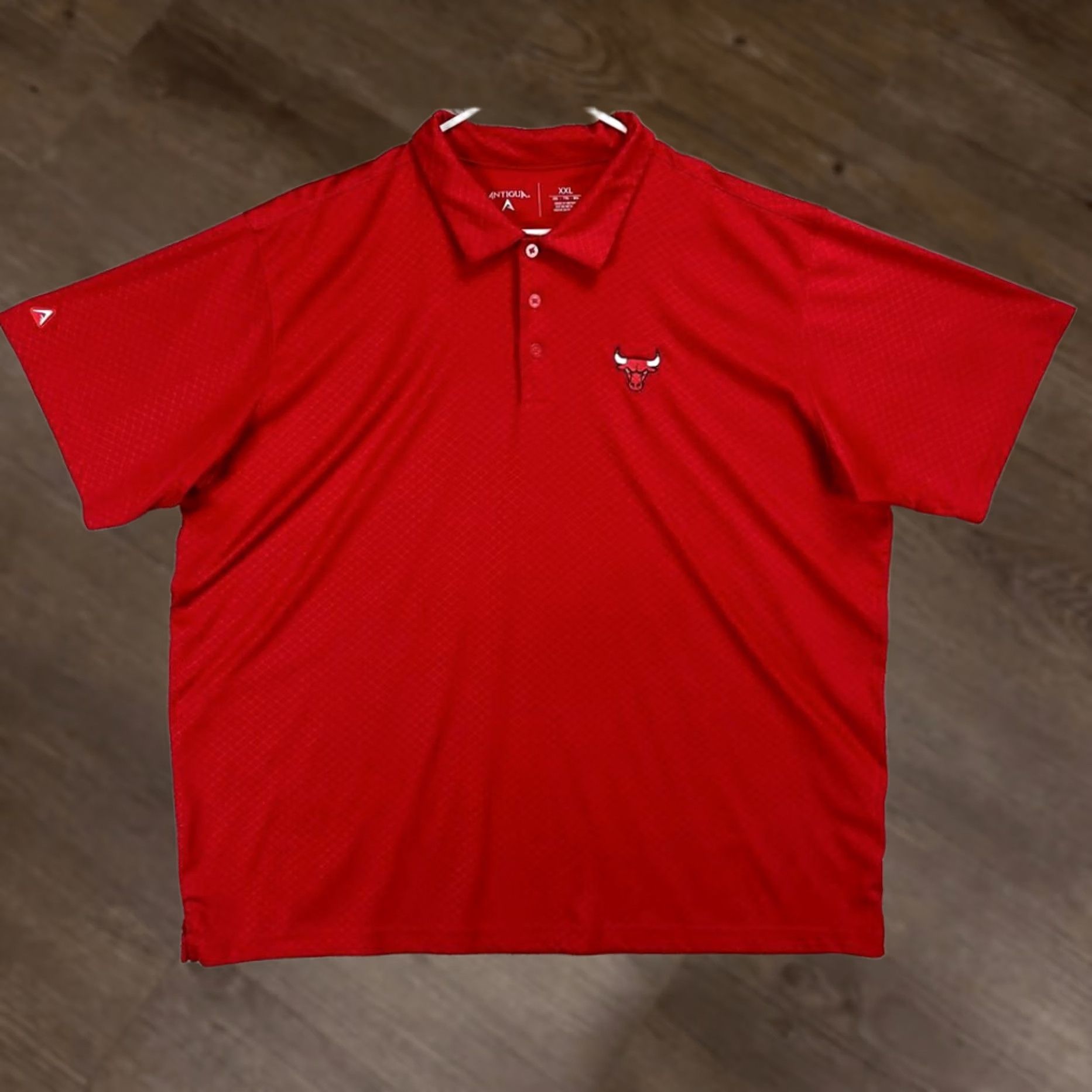 NBA Antigua Chicago Bulls NBA Team Polo Shirt Mens 2XL Red Short Sleeve Solid Athletic Knit Polyester Sports Rugby Polo Shirt Size US XXL / EU 58 / 5 - 1 Thumbnail