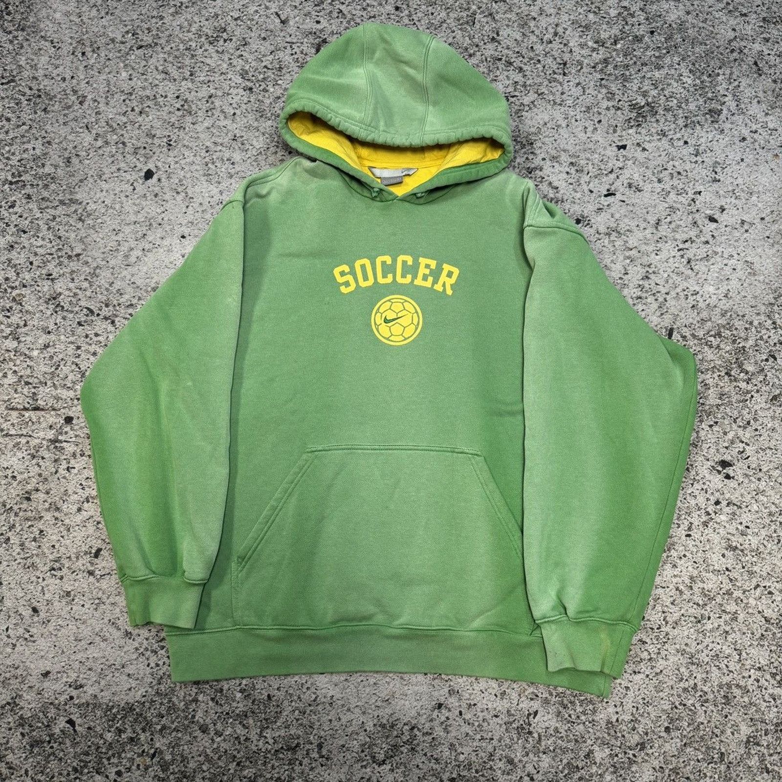 Nike Vintage Faded Green Nike Soccer Hoodie Size US L / EU 52-54 / 3 - 3 Thumbnail