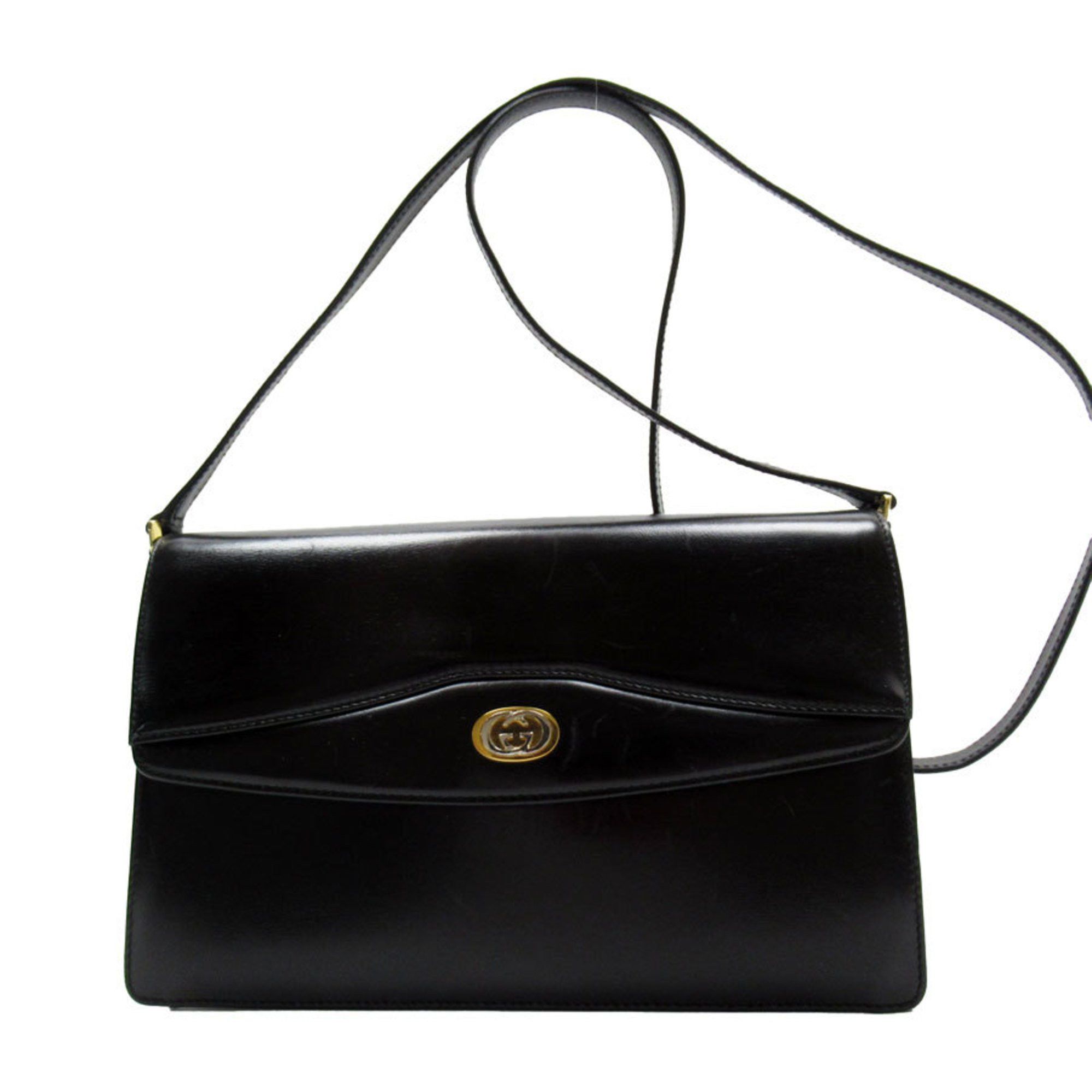 image of Gucci Shoulder Bag Clutch Leather Black Unisex W0123G, Women's