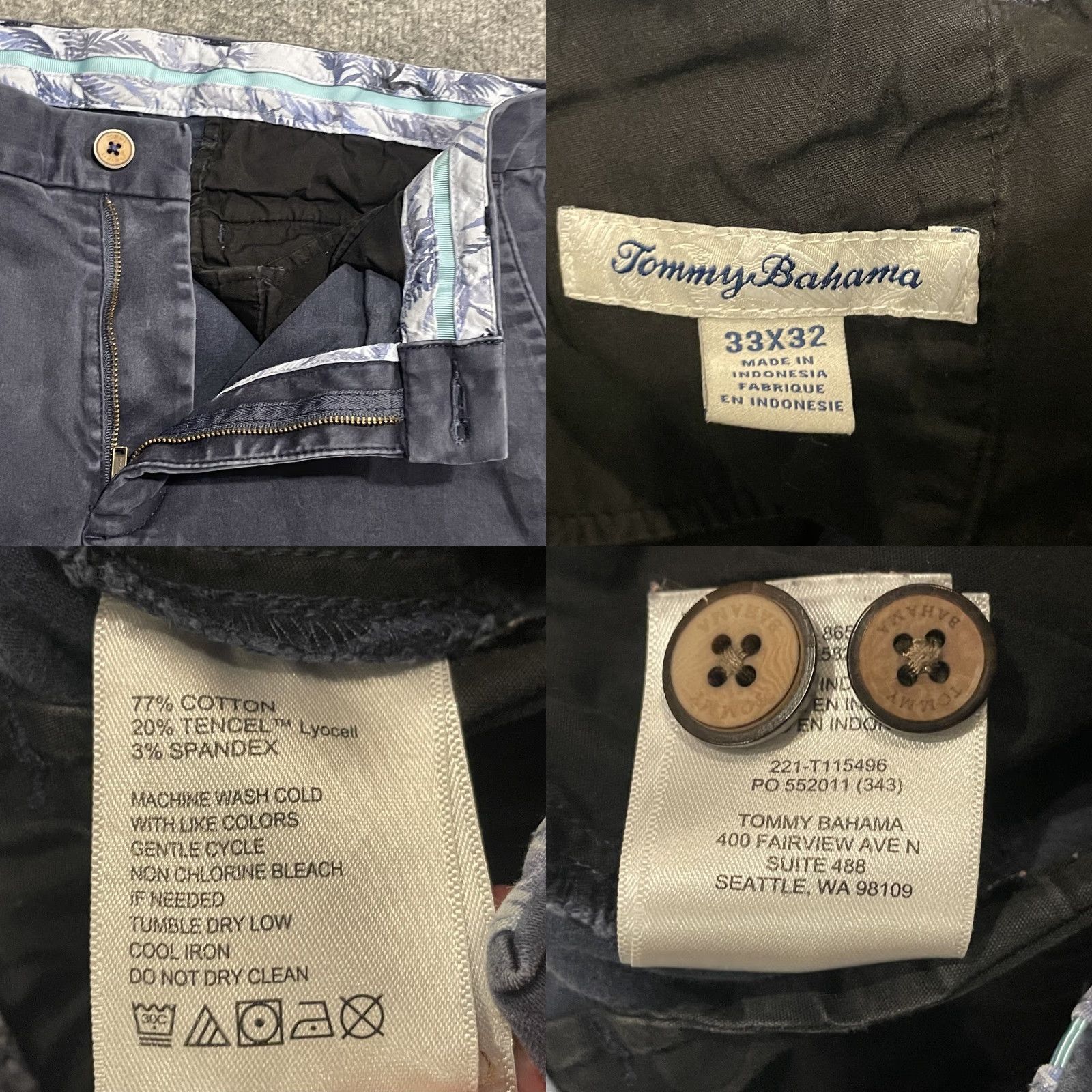 Tommy Bahama Tommy Bahama Chino Pants Mens 33x32 Blue Cotton Stretch Flat Front Casual Size US 33 - 8 Thumbnail