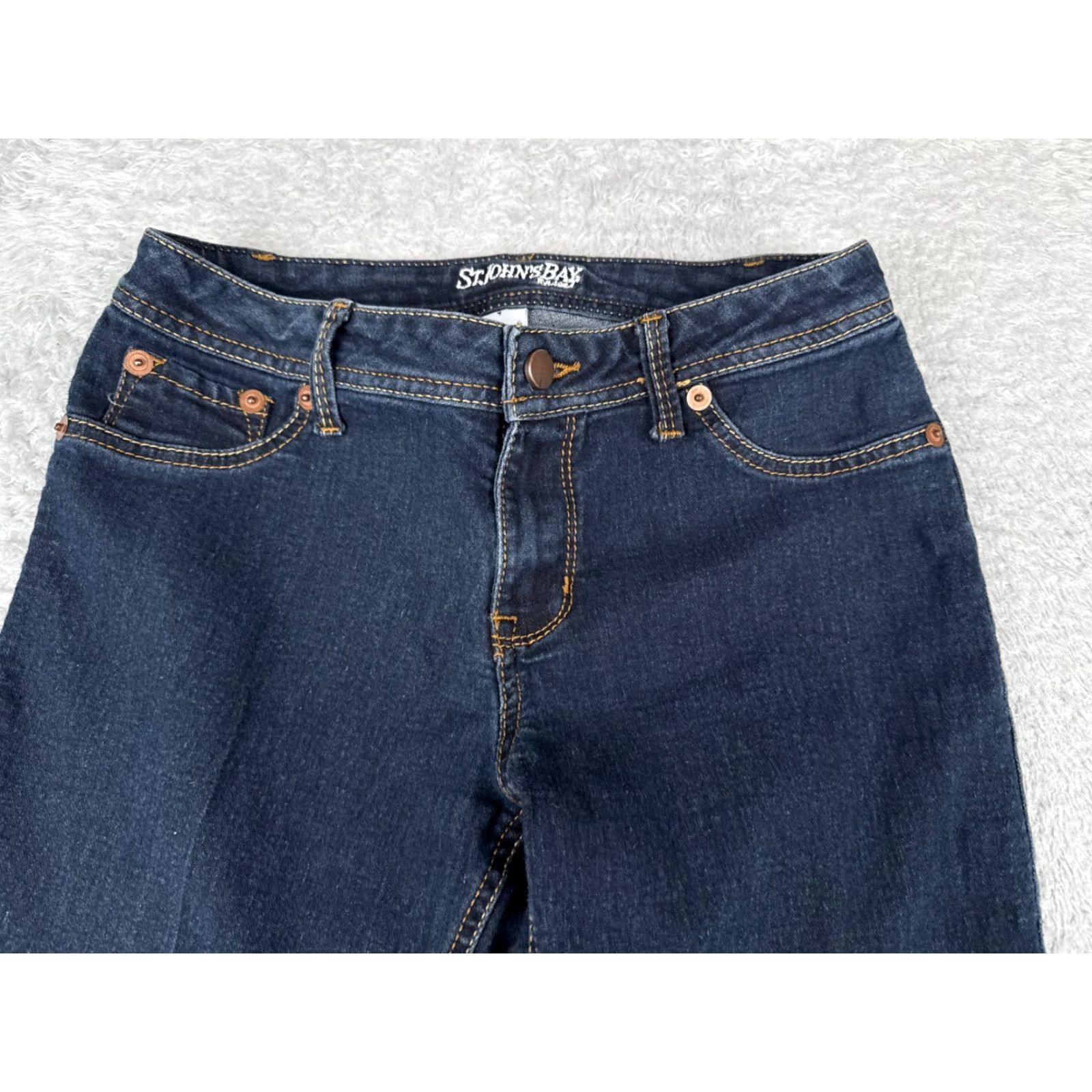 Vintage St. Johns Bay Jeans Womens 4 Jeans Denim Bootcut Dark Wash 28x29 Blue Cotton Blend 5-Pocket Design Size 27" / US 4 / IT 40 - 4 Thumbnail