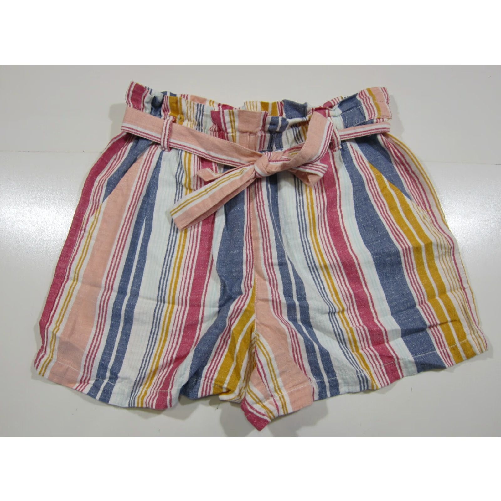 Vintage a.n.a Linen Cotton Pink Blue Stripe High Rise Waist Shorts Women Size Medium Size 30" / US 8 / IT 44 - 6 Thumbnail