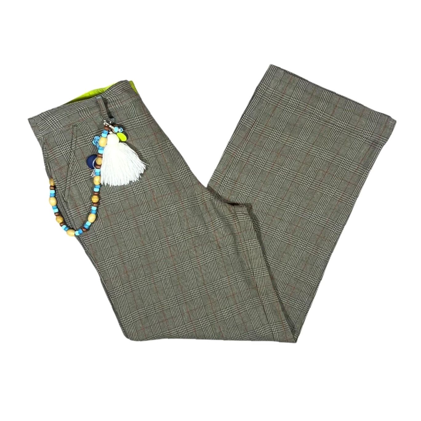 Billabong BILLABONG Plaid Check Trousers Bead Chain Loose Fit Womens 32W Khaki-Brown 2000s Casual Chino Size 32" / US 10 / IT 46 - 2 Thumbnail
