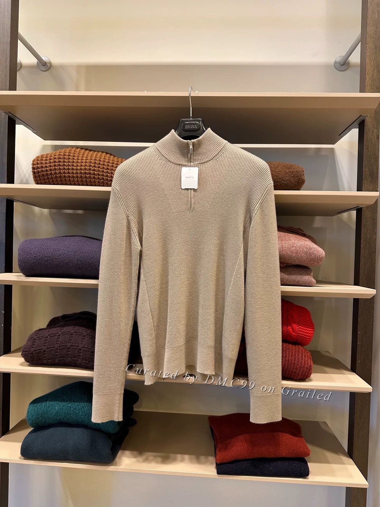 Ermenegildo Zegna Zegna Beige Half-Zip Knit Sweater Size US M / EU 48-50 / 2 - 1 Thumbnail