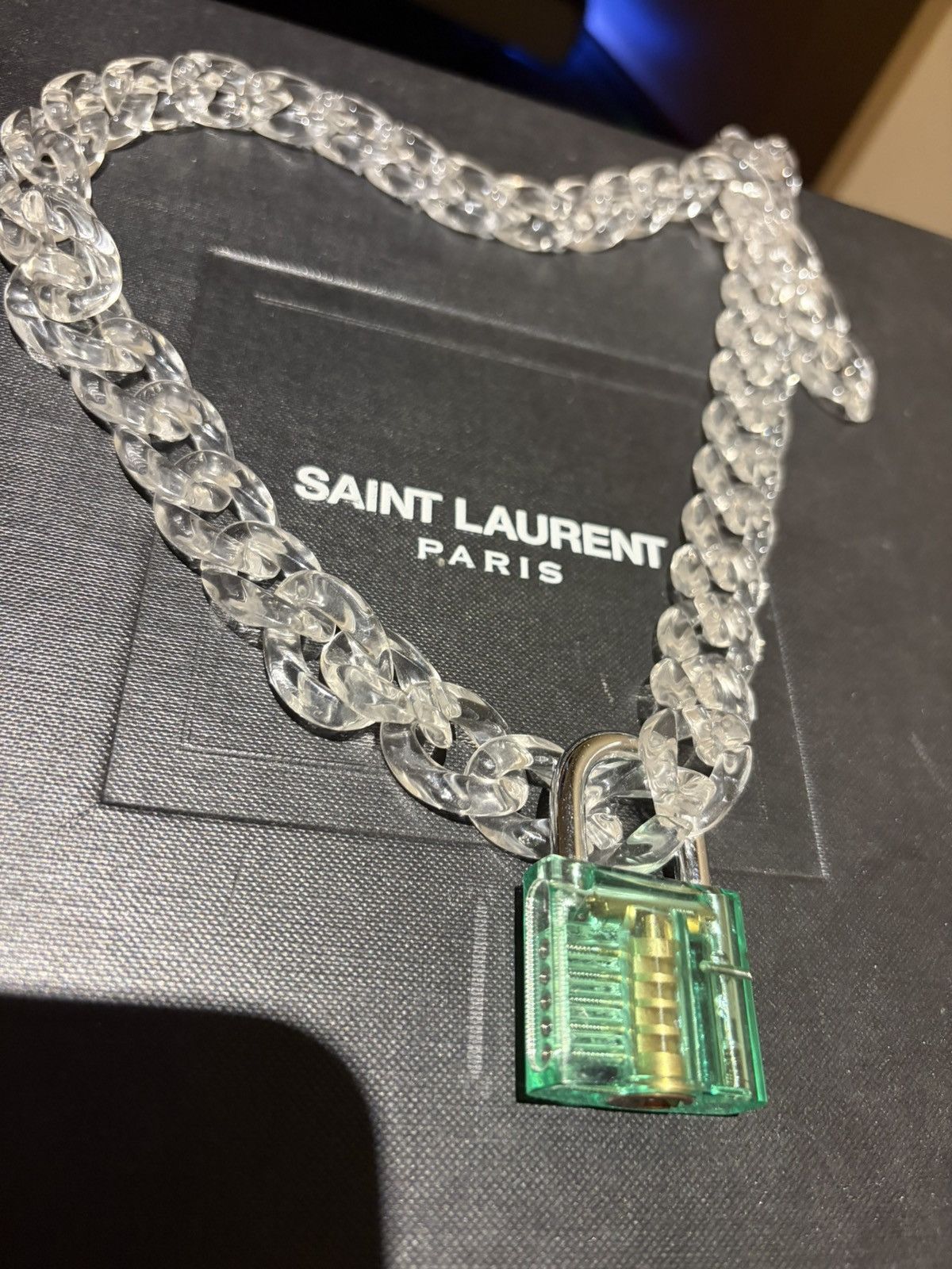 Green Transparent Padlock Necklace