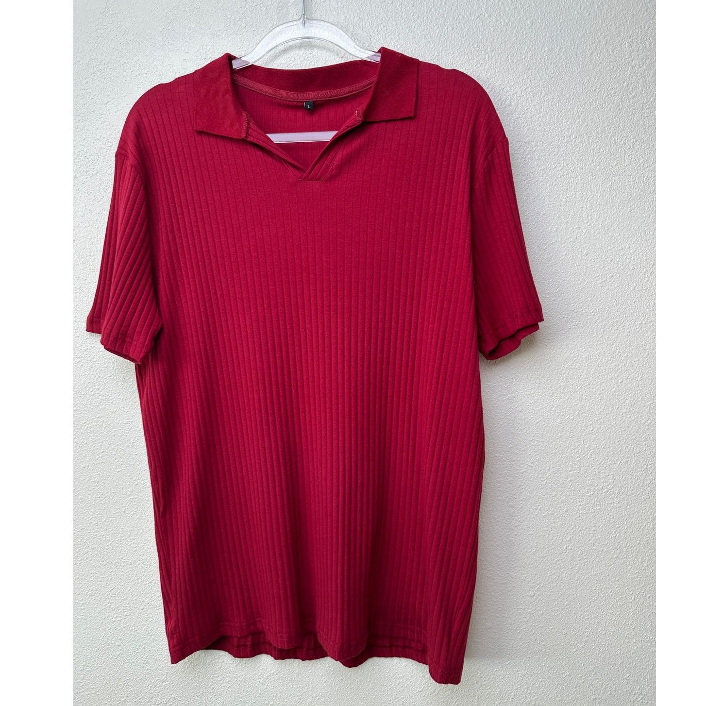 Other Men’s Red Ribbed Knit Polo Shirt Short Sleeve Size L Size US L / EU 52-54 / 3 - 3 Thumbnail