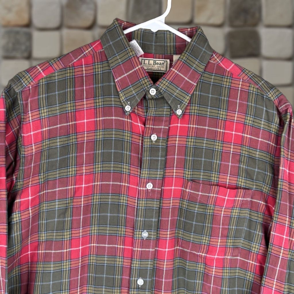 Vintage VINTAGE L.L. Bean Shirt Mens Large Red Plaid Button Down Pocket USA Regular Size US L / EU 52-54 / 3 - 1 Thumbnail