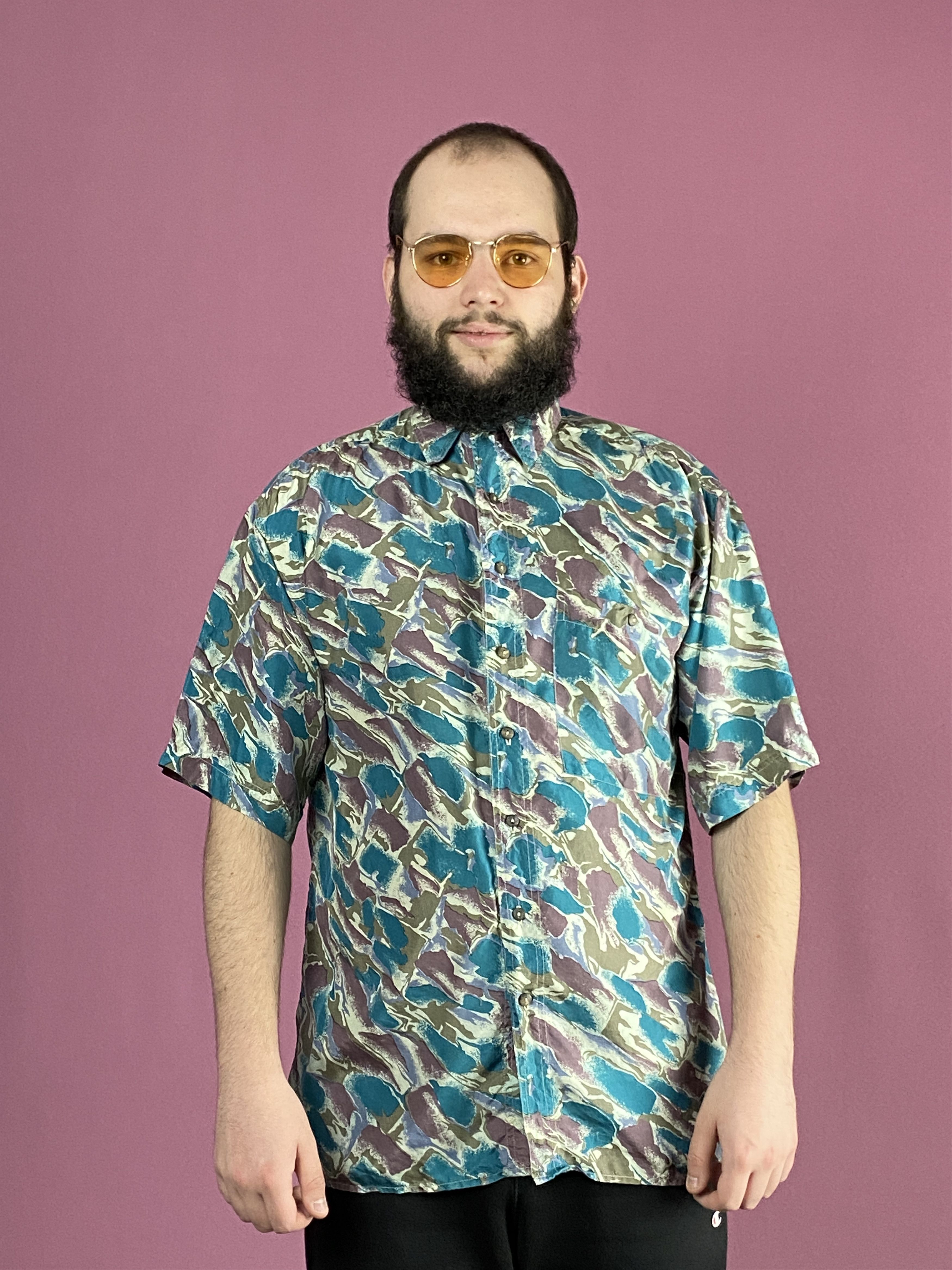 Vintage 90s Esco Vintage Men's Short Sleeve Silk Shirt - S Size US S / EU 44-46 / 1 - 1 Thumbnail