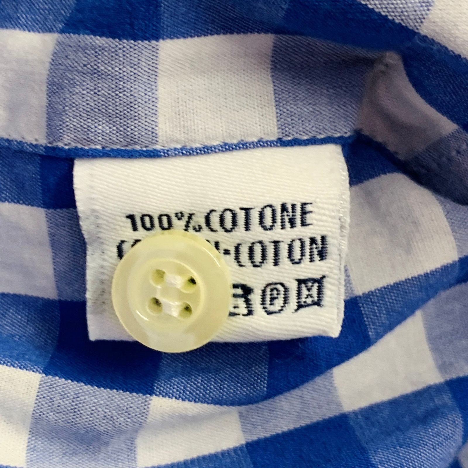 Eredipisano Blue White Checkered Cotton Spread Collar Long Sleeve Shirt Size US S / EU 44-46 / 1 - 7 Thumbnail