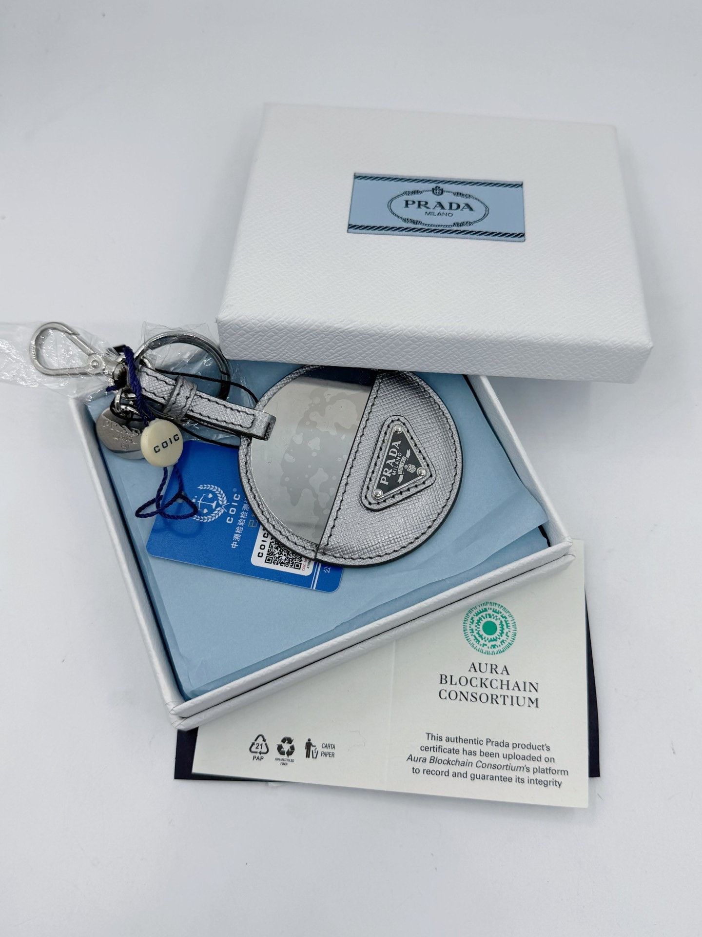 Prada Prada Triangle Logo Mirror Keychain Size ONE SIZE - 1 Thumbnail