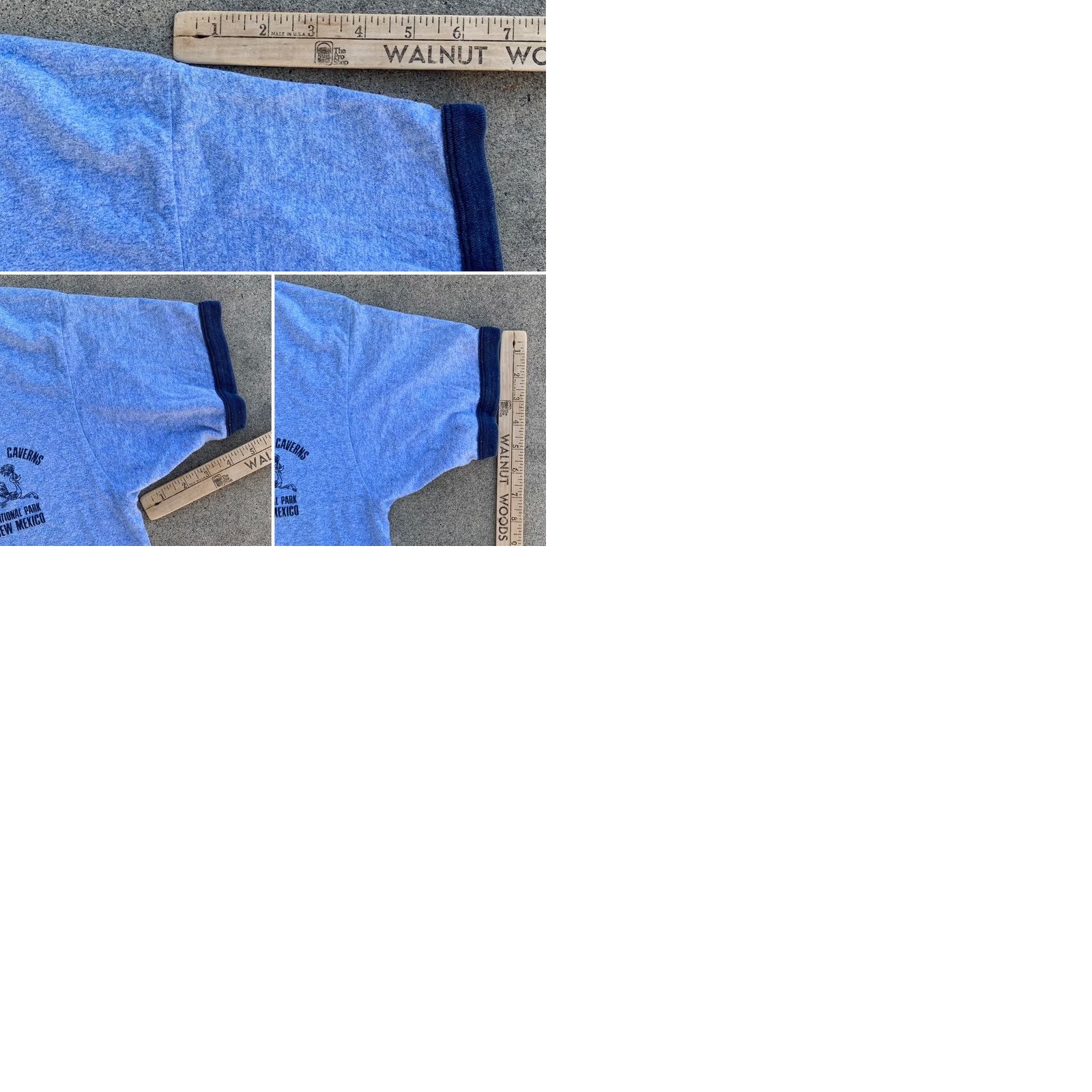 Vintage VINTAGE Screen Stars Carlsbad Caverns National Park New Mexico ringer tee roadrunner graphics Blue L 1980s Unisex Size US L / EU 52-54 / 3 - 9 Thumbnail
