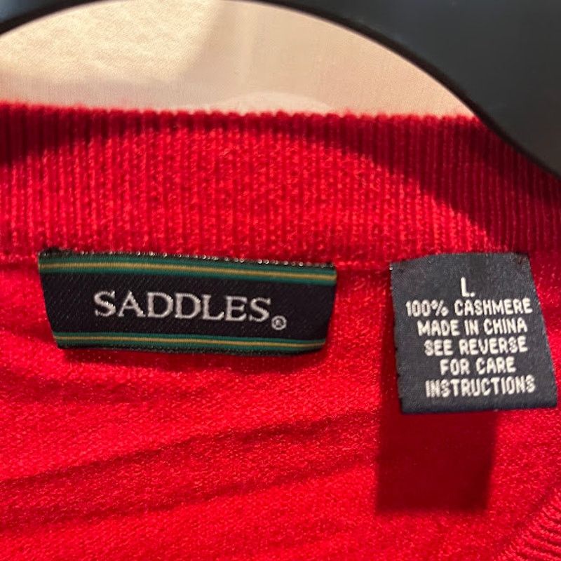 Other × Vintage NWT Saddles Sweater Jumper Cashmere Mens V Neck Red Sz L Size US L / EU 52-54 / 3 - 4 Thumbnail
