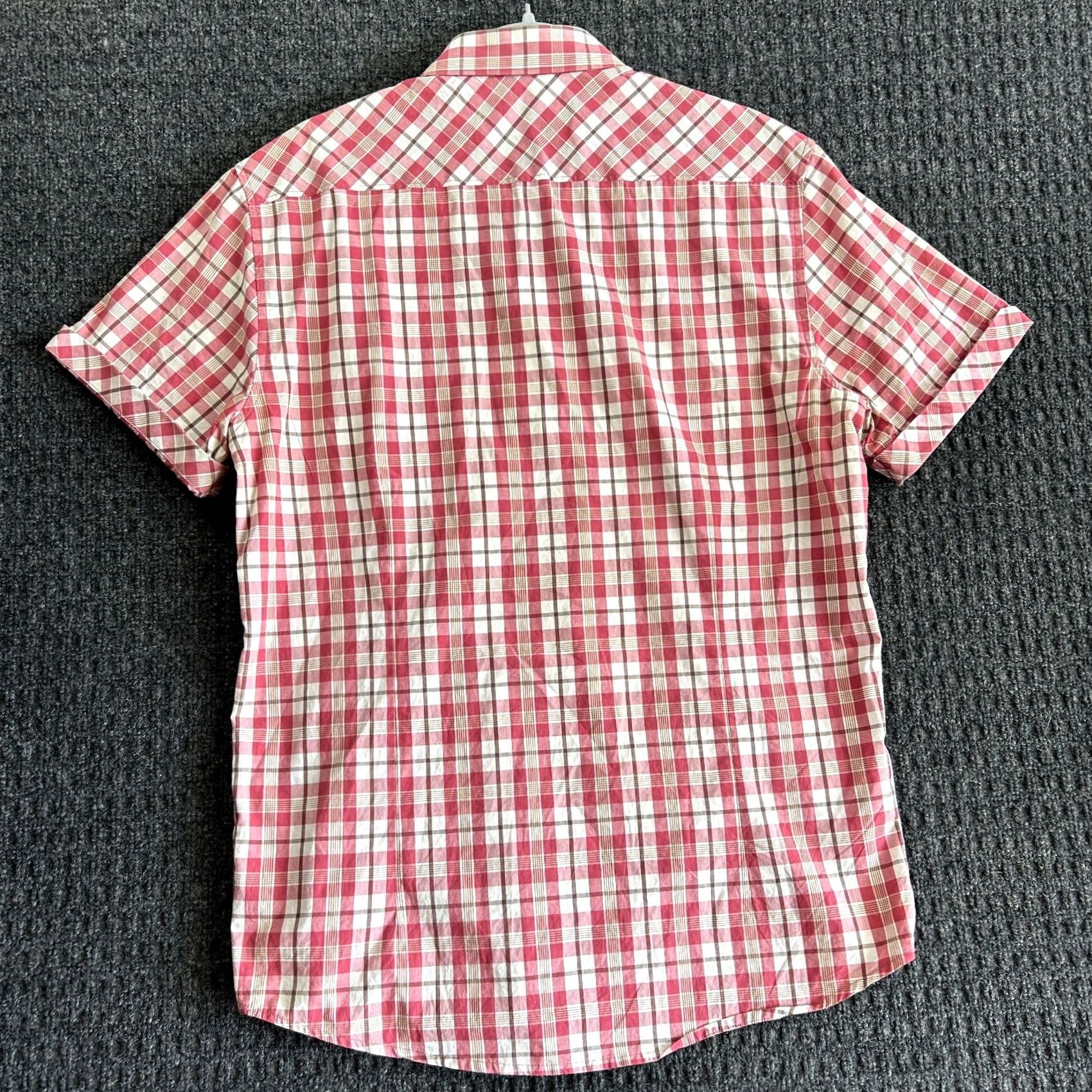 Vintage VINTAGE 7 Diamonds Mens Short Sleeve Button Down Shirt L Red Plaid Casual Preppy Shirt Size US L / EU 52-54 / 3 - 4 Thumbnail