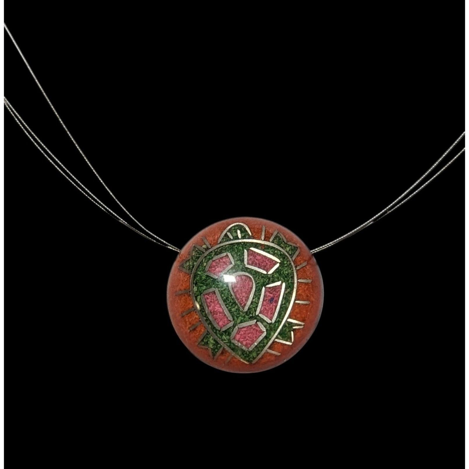 Other Vintage Southwestern Crushed Stone In Resin Turtle Pendant N Size ONE SIZE - 1 Thumbnail