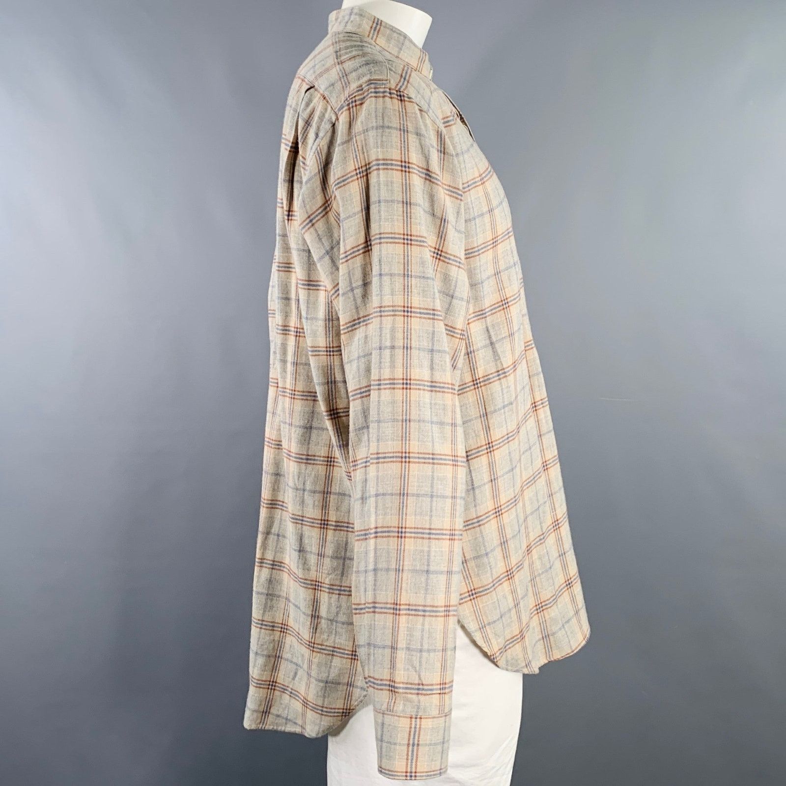 Needles NEEDLES Grey Navy Brown Plaid Wool Nehru Collar Long Sleeve Size US XL / EU 56 / 4 - 2 Thumbnail