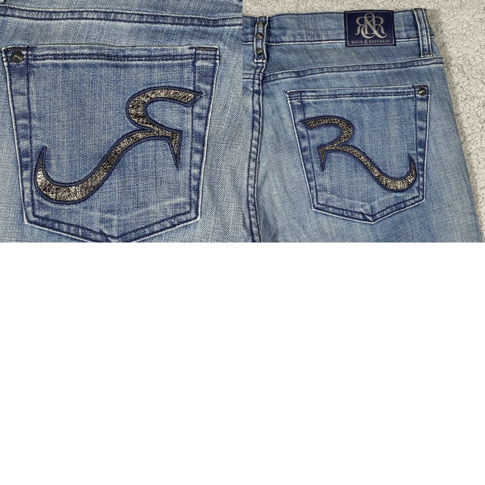 Vintage Rock & Republic Jeans Kasandra 12M Studded Pockets Stretch Bootcut 5-Pocket Denim Blue Ladies Size 34" / US 12 / IT 48 - 9 Thumbnail