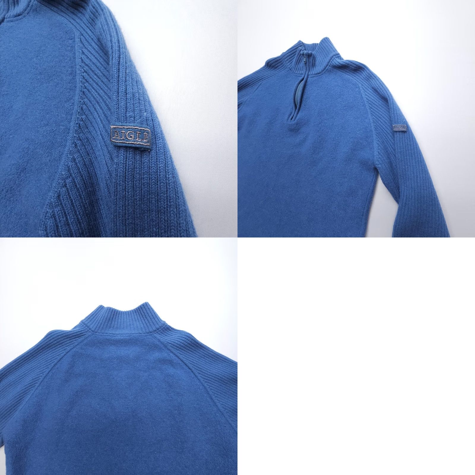 Aigle Aigle Sweater Shirt Wool 1/4 Zip XL Blue Classic Pullover Mens Regular Knit Zip Logo Mock Neck Short Brand: Aigle Size US XL / EU 56 / 4 - 8 Thumbnail