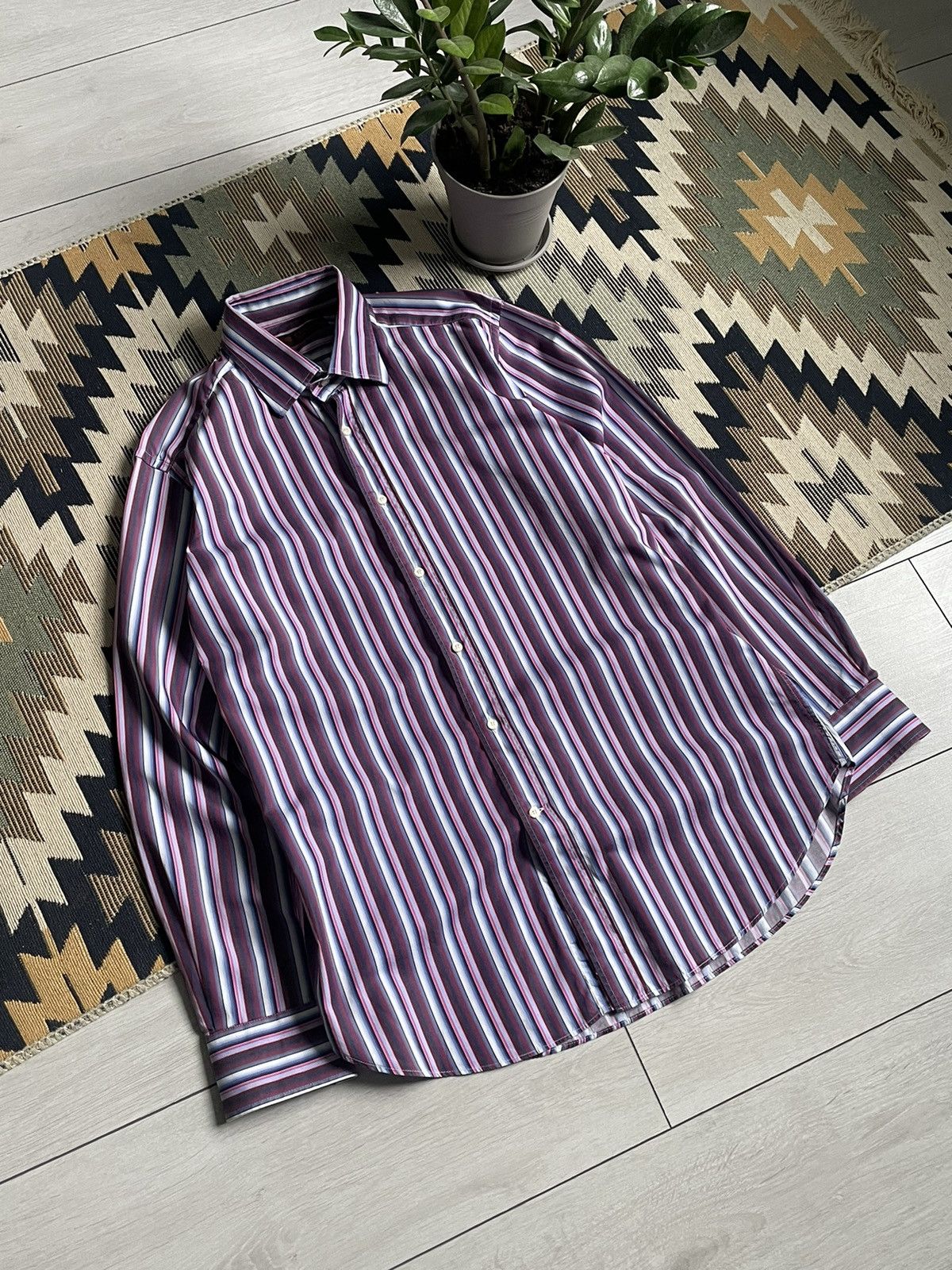 Etro × Vintage Vintage Etro Stripped Shirt Button Up Size US L / EU 52-54 / 3 - 2 Thumbnail